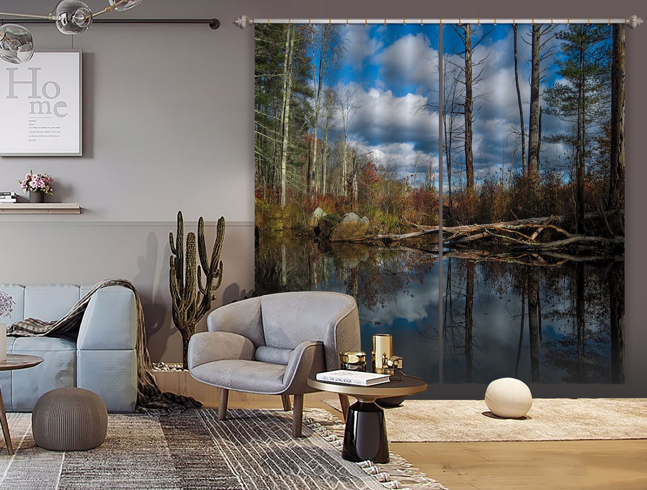 3D Cloud Pond 005 Jerry LoFaro Curtain Curtains Drapes