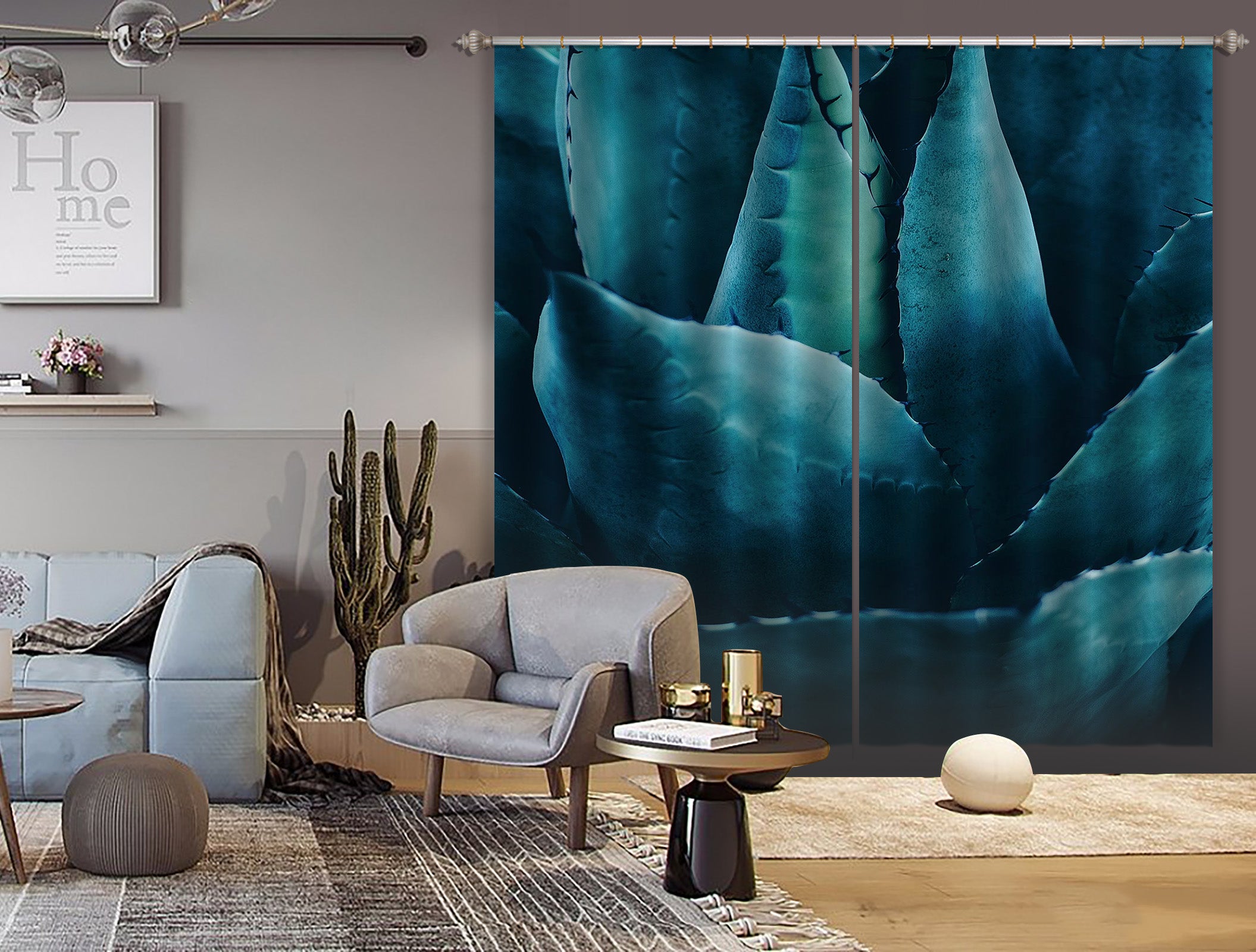 3D Green Aloe 041 Boris Draschoff Curtain Curtains Drapes