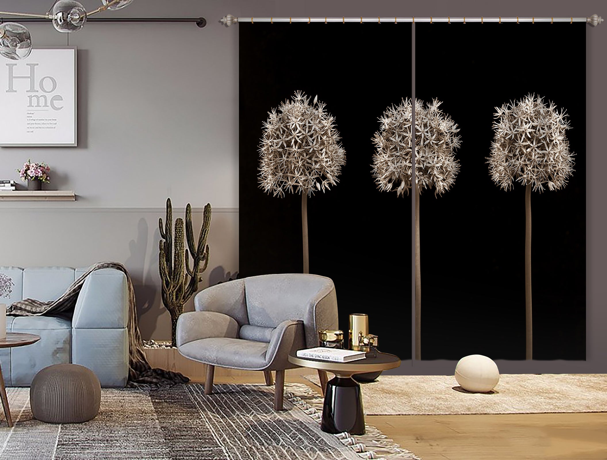 3D Dandelion Flower 6502 Assaf Frank Curtain Curtains Drapes