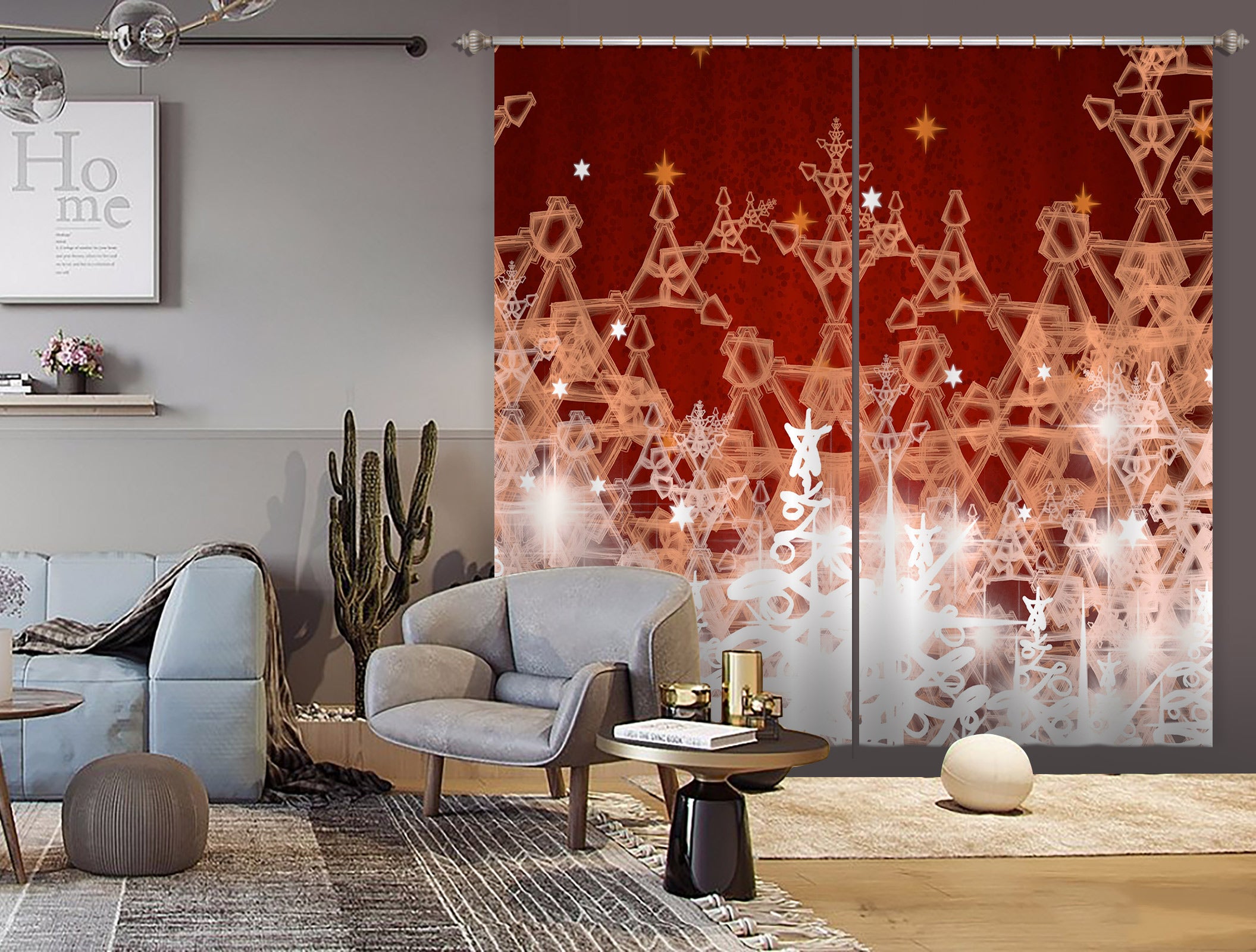 3D Snowflake 53125 Christmas Curtains Drapes Xmas