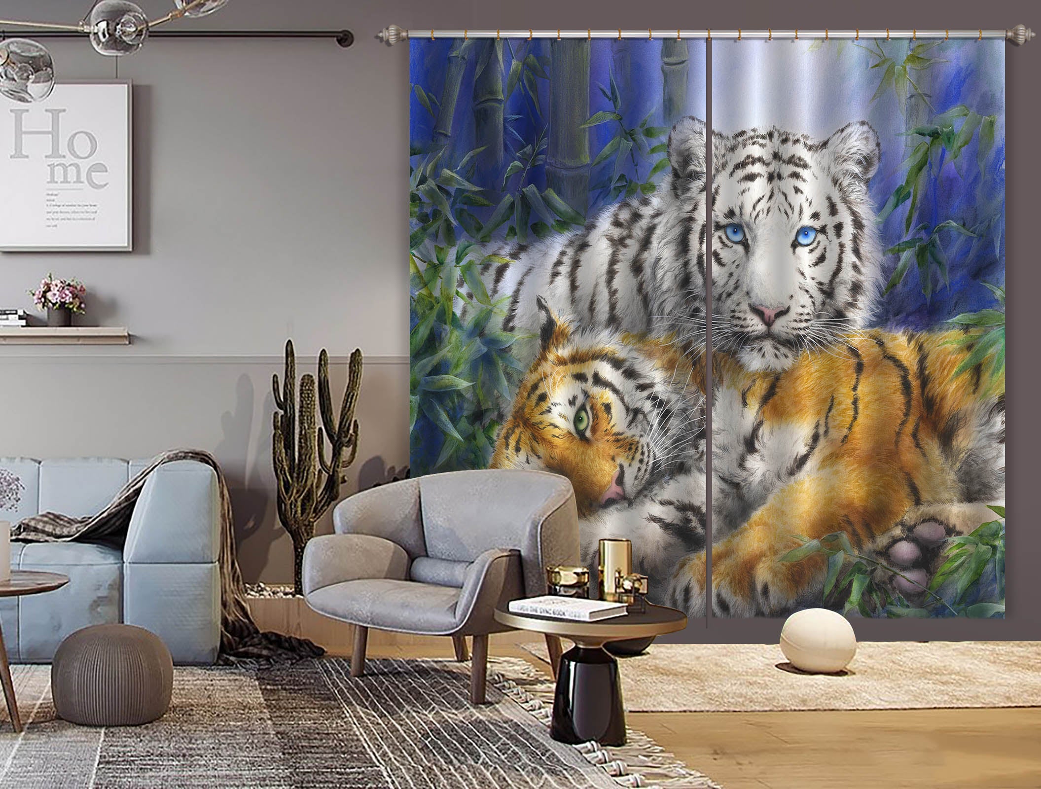 3D Bamboo Tiger 9001 Kayomi Harai Curtain Curtains Drapes