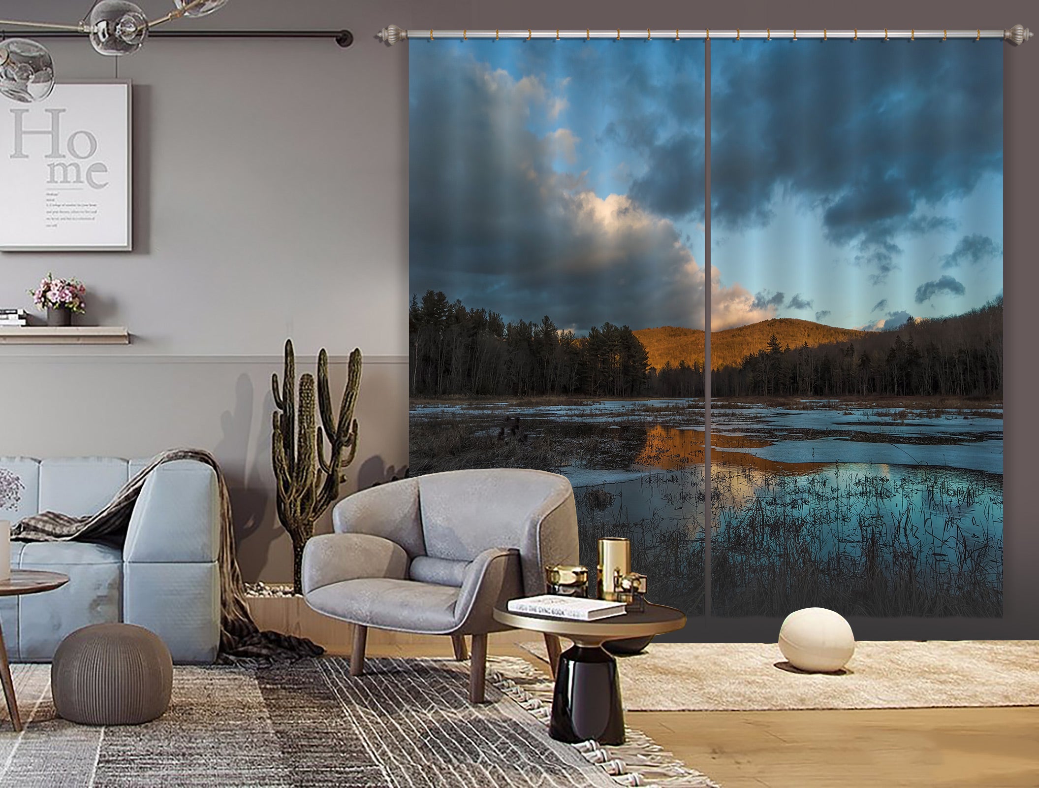 3D Winter Marsh 034 Jerry LoFaro Curtain Curtains Drapes