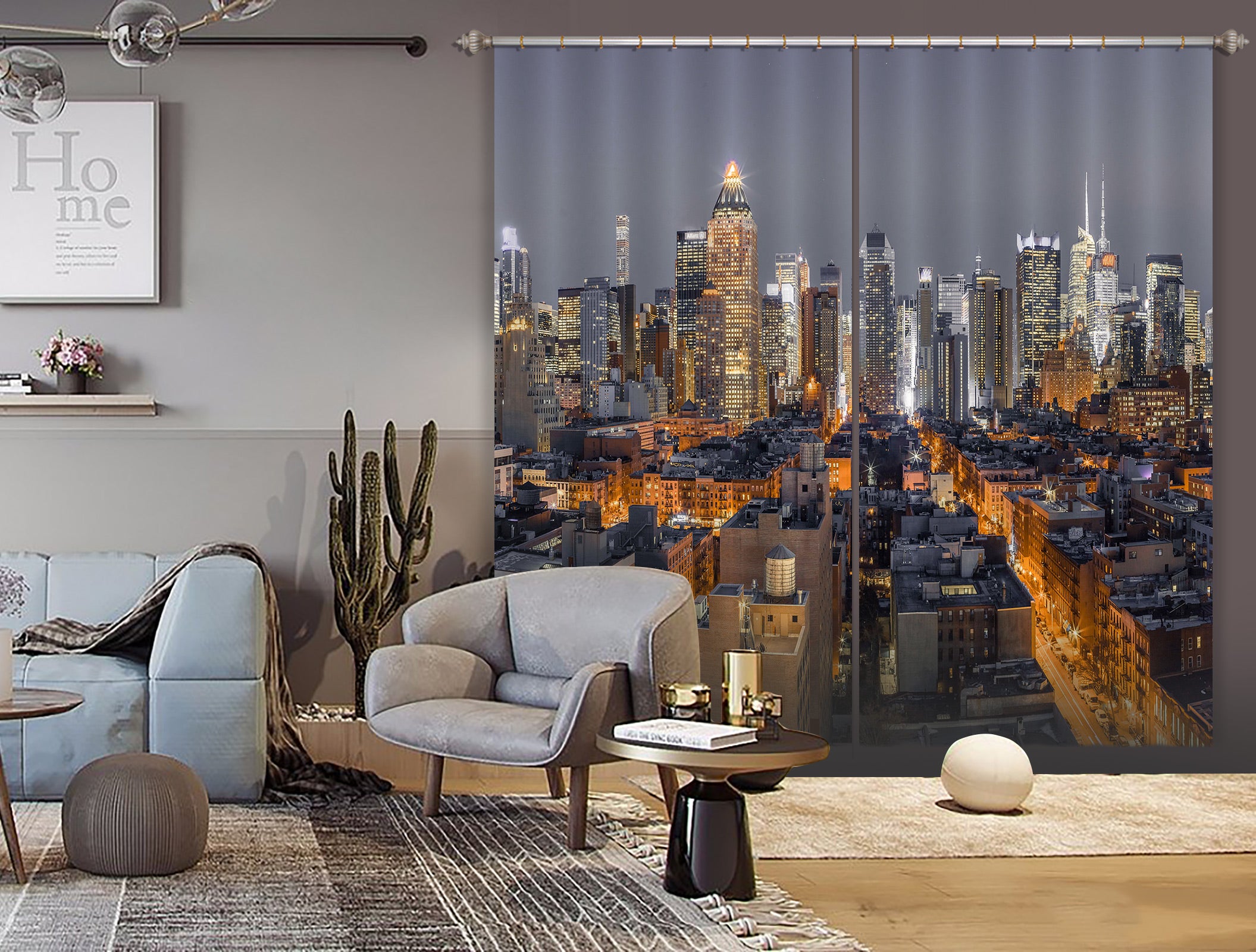 3D Neon Building 034 Assaf Frank Curtain Curtains Drapes