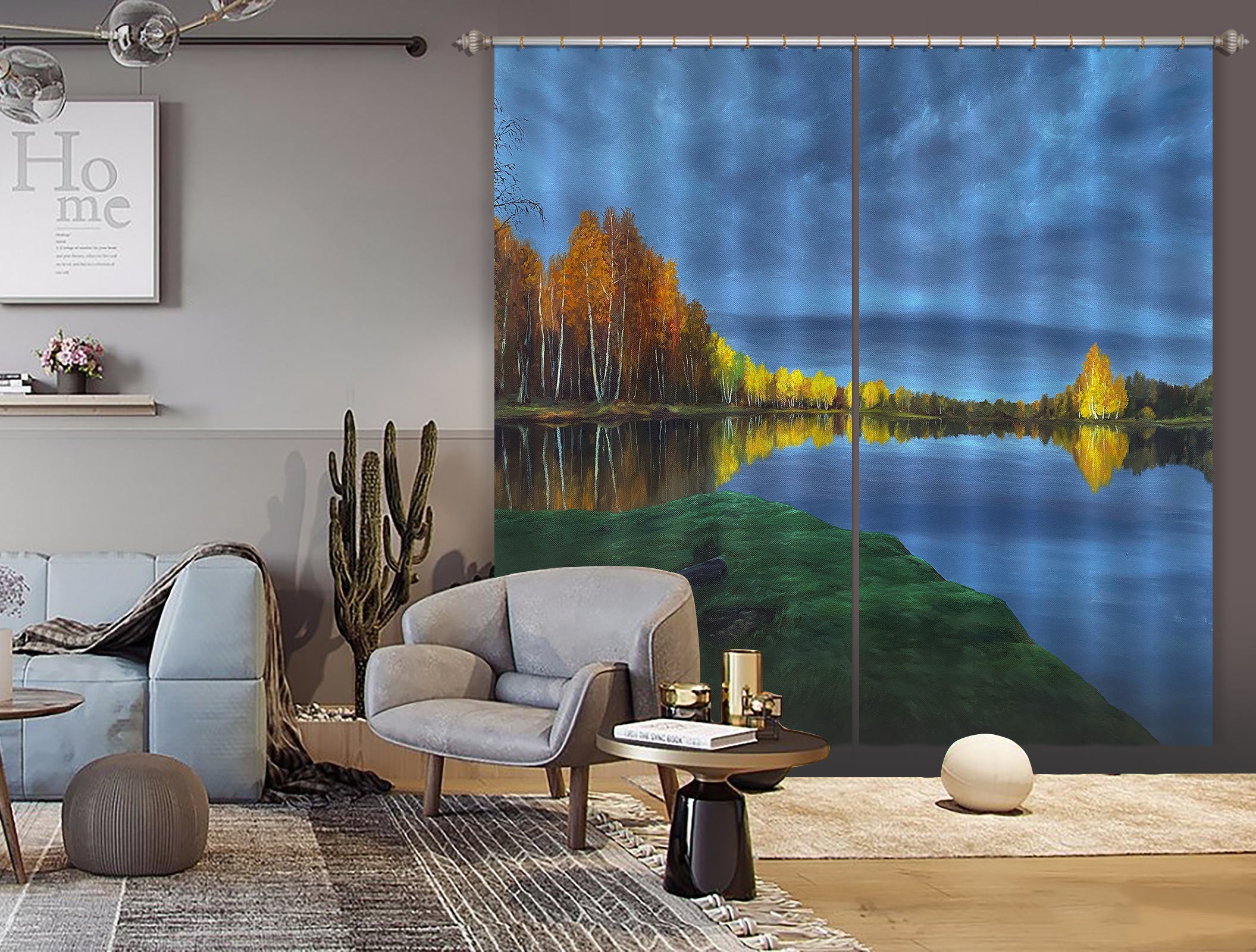 3D Woods Lake Grass 9759 Marina Zotova Curtain Curtains Drapes