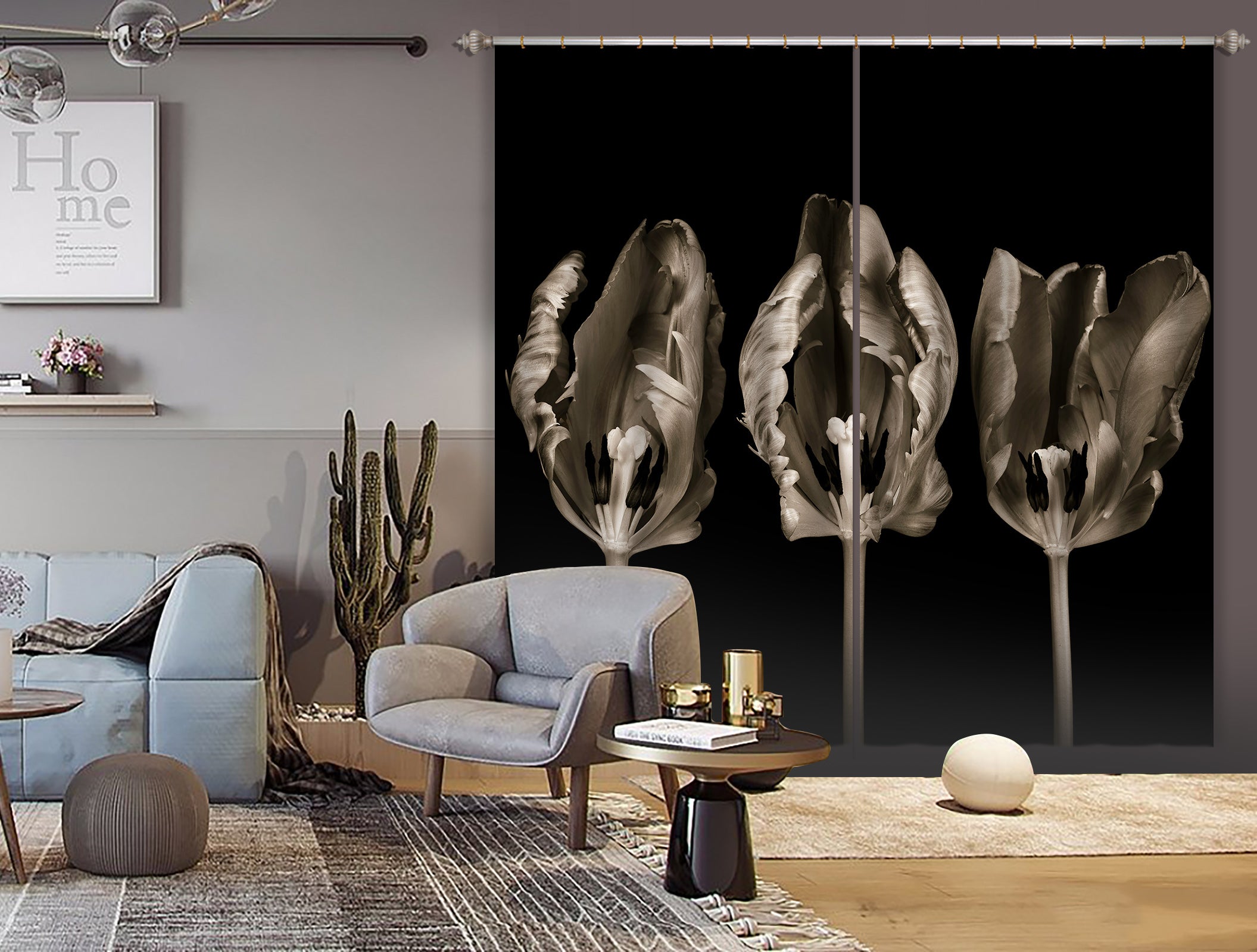 3D Blooming Flowers 6507 Assaf Frank Curtain Curtains Drapes