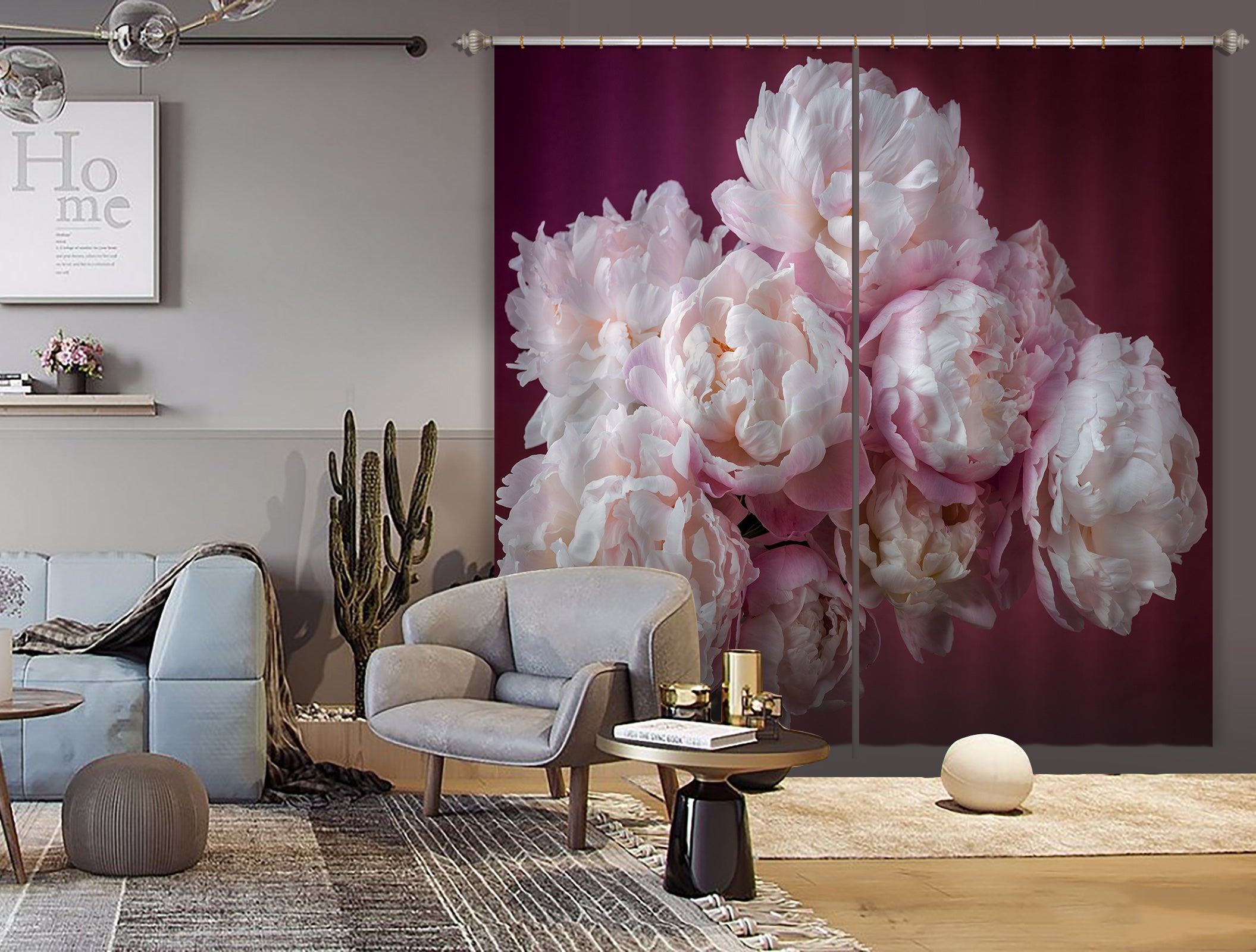 3D Pink Flower 6523 Assaf Frank Curtain Curtains Drapes