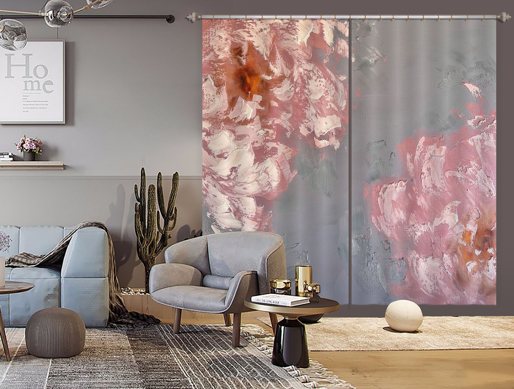 3D Pink Flower 3015 Skromova Marina Curtain Curtains Drapes