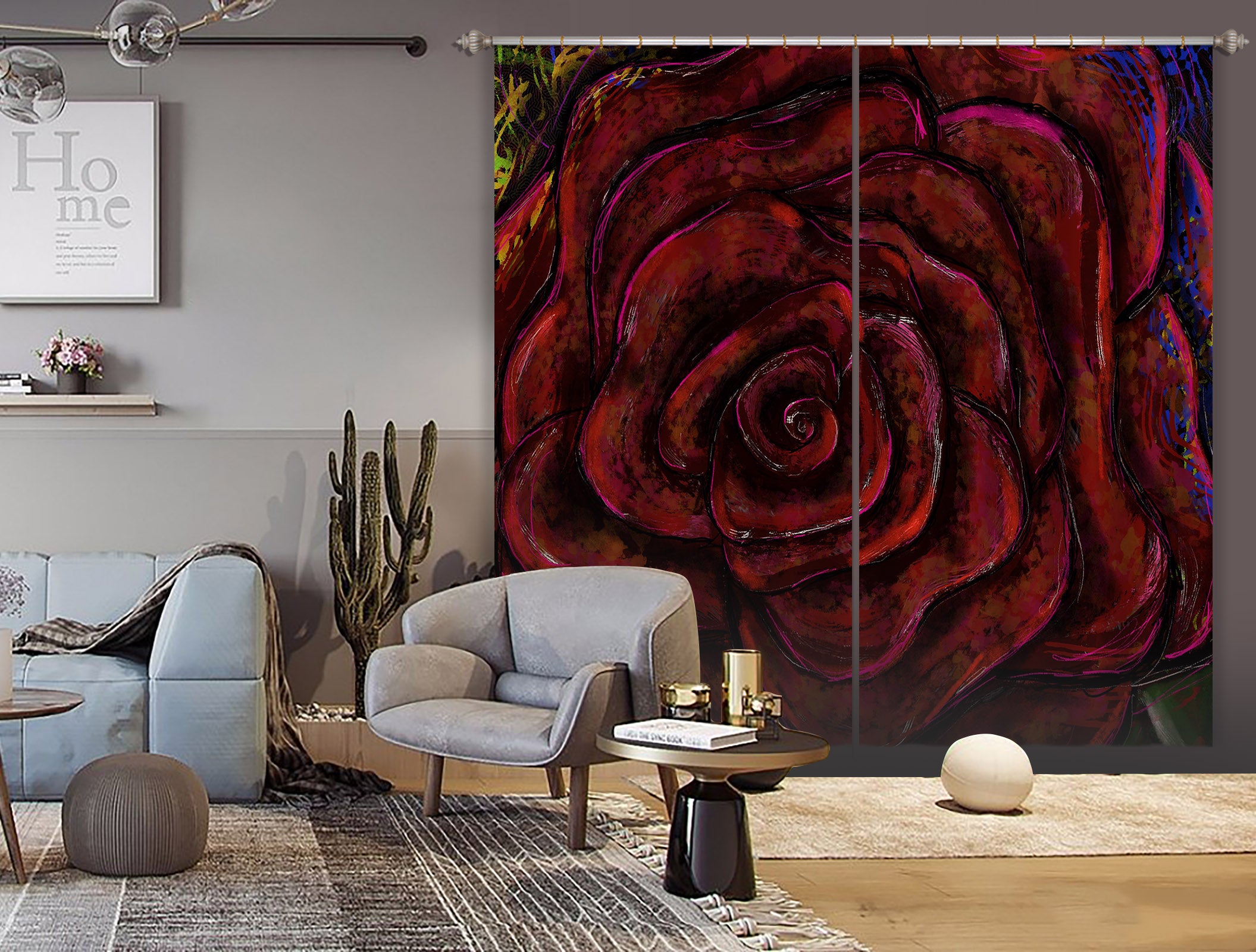 3D Red Rose 380 Jacqueline Reynoso Curtain Curtains Drapes