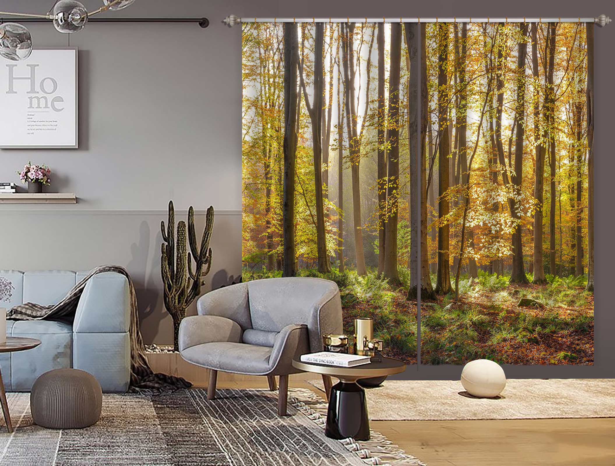 3D Tree Grass 6605 Assaf Frank Curtain Curtains Drapes