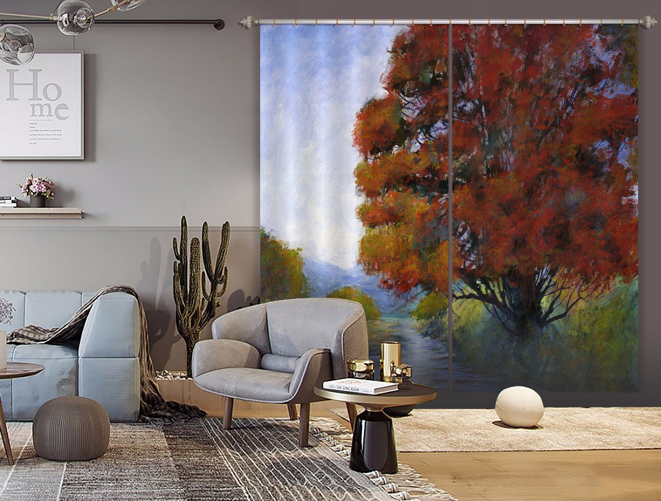 3D River Forest 215 Michael Tienhaara Curtain Curtains Drapes