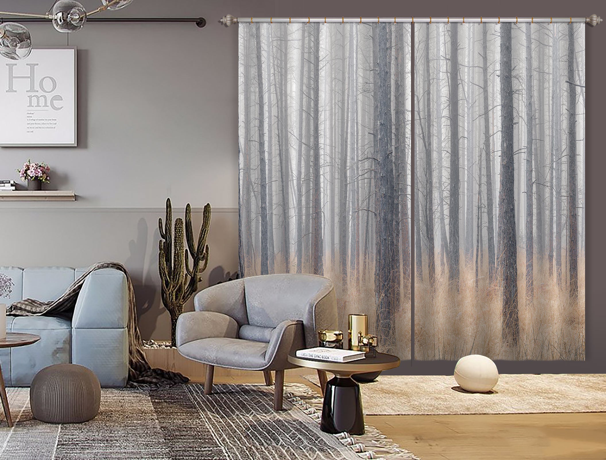3D Trunk Grass 6587 Assaf Frank Curtain Curtains Drapes