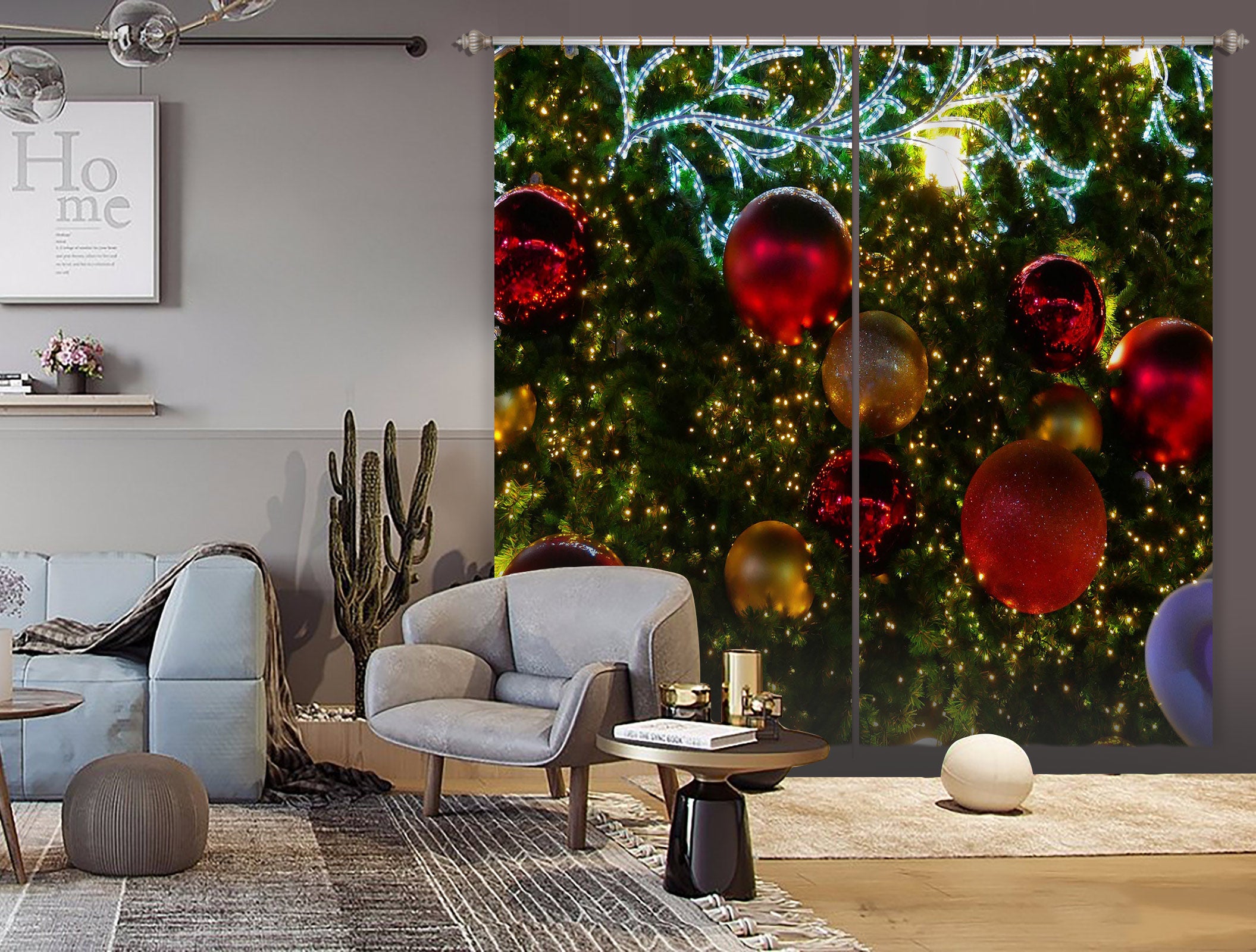 3D Red Ball 53104 Christmas Curtains Drapes Xmas