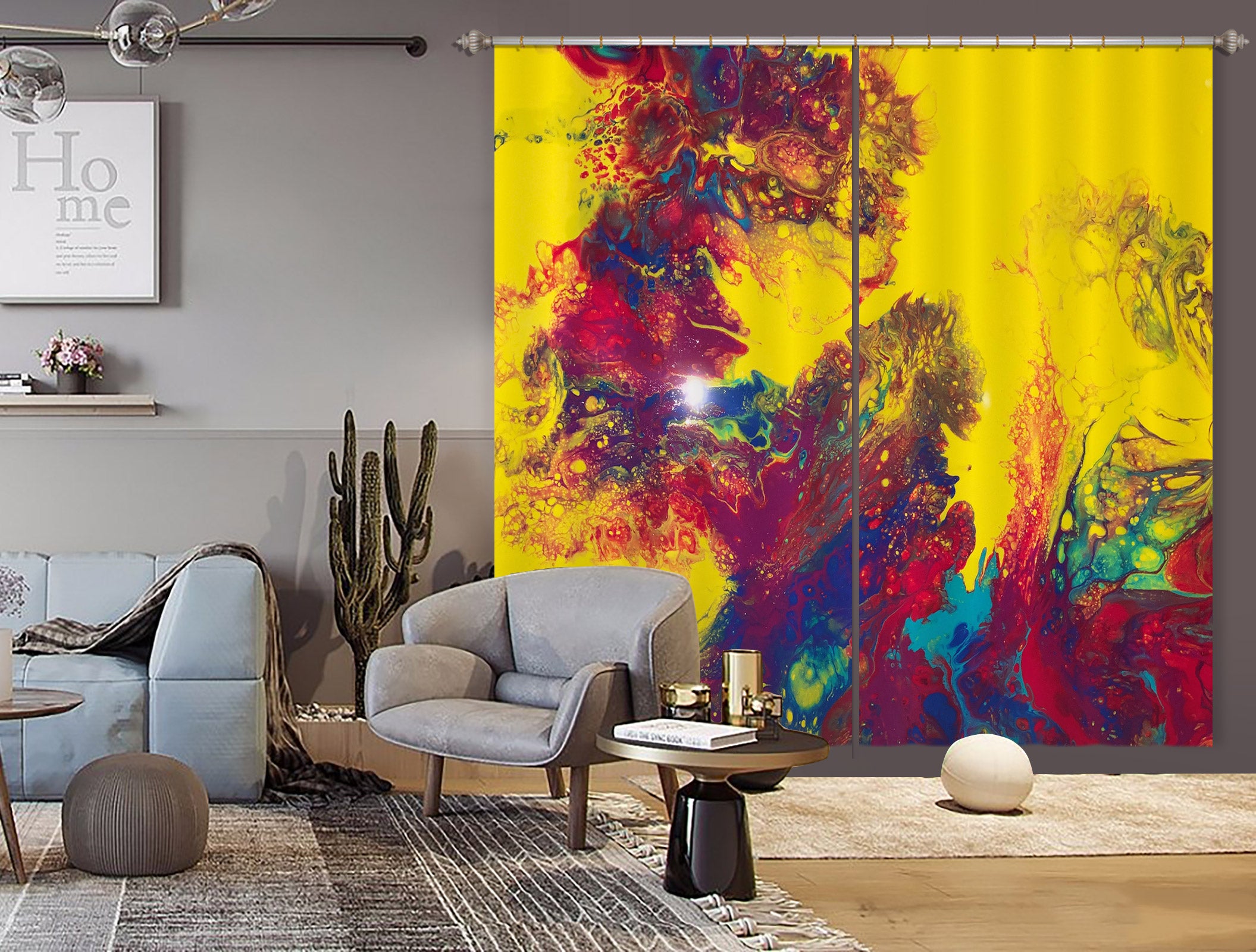 3D Yellow Colorful Pattern 8157 Valerie Latrice Curtain Curtains Drapes