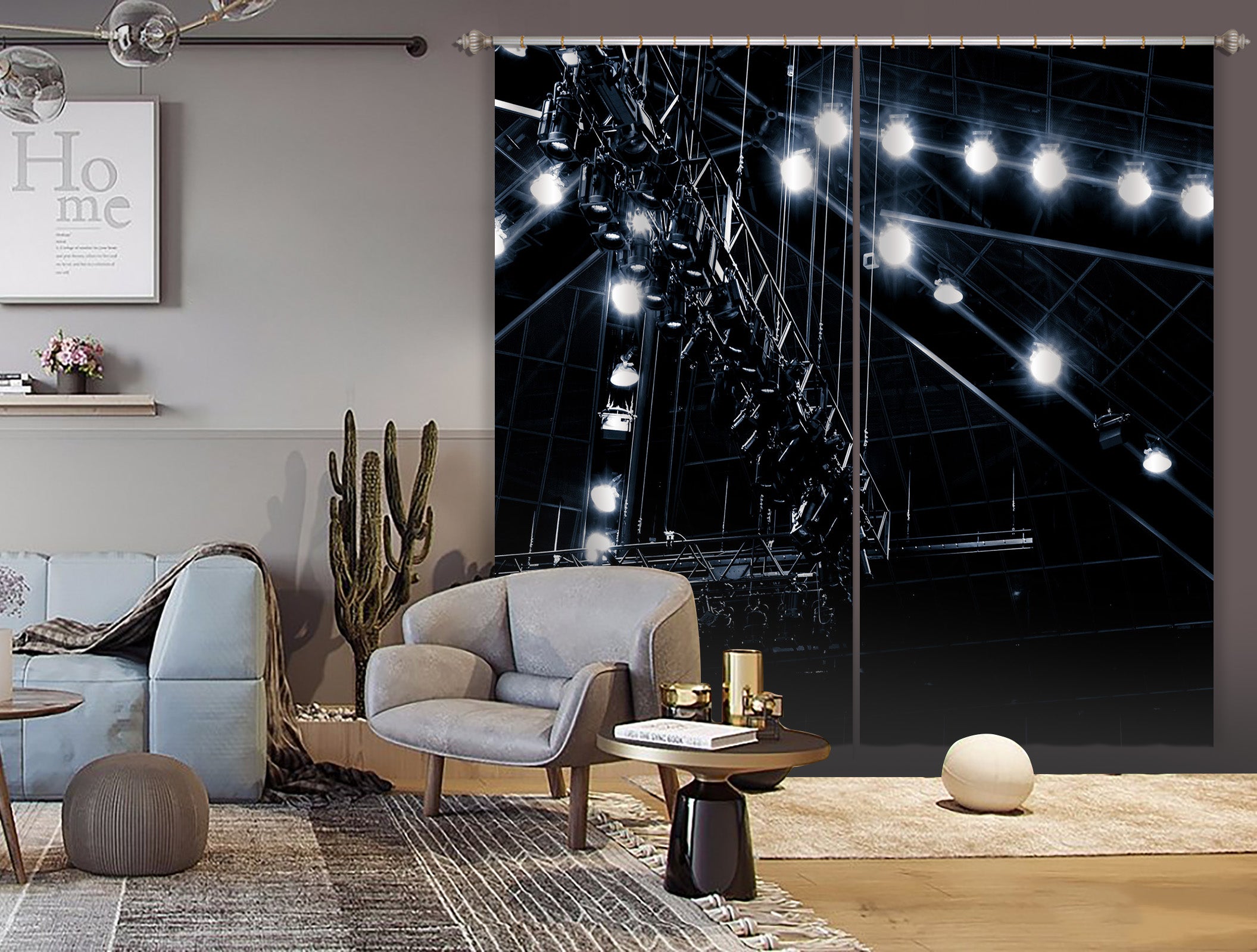 3D Night Light 056 Noirblanc777 Curtain Curtains Drapes