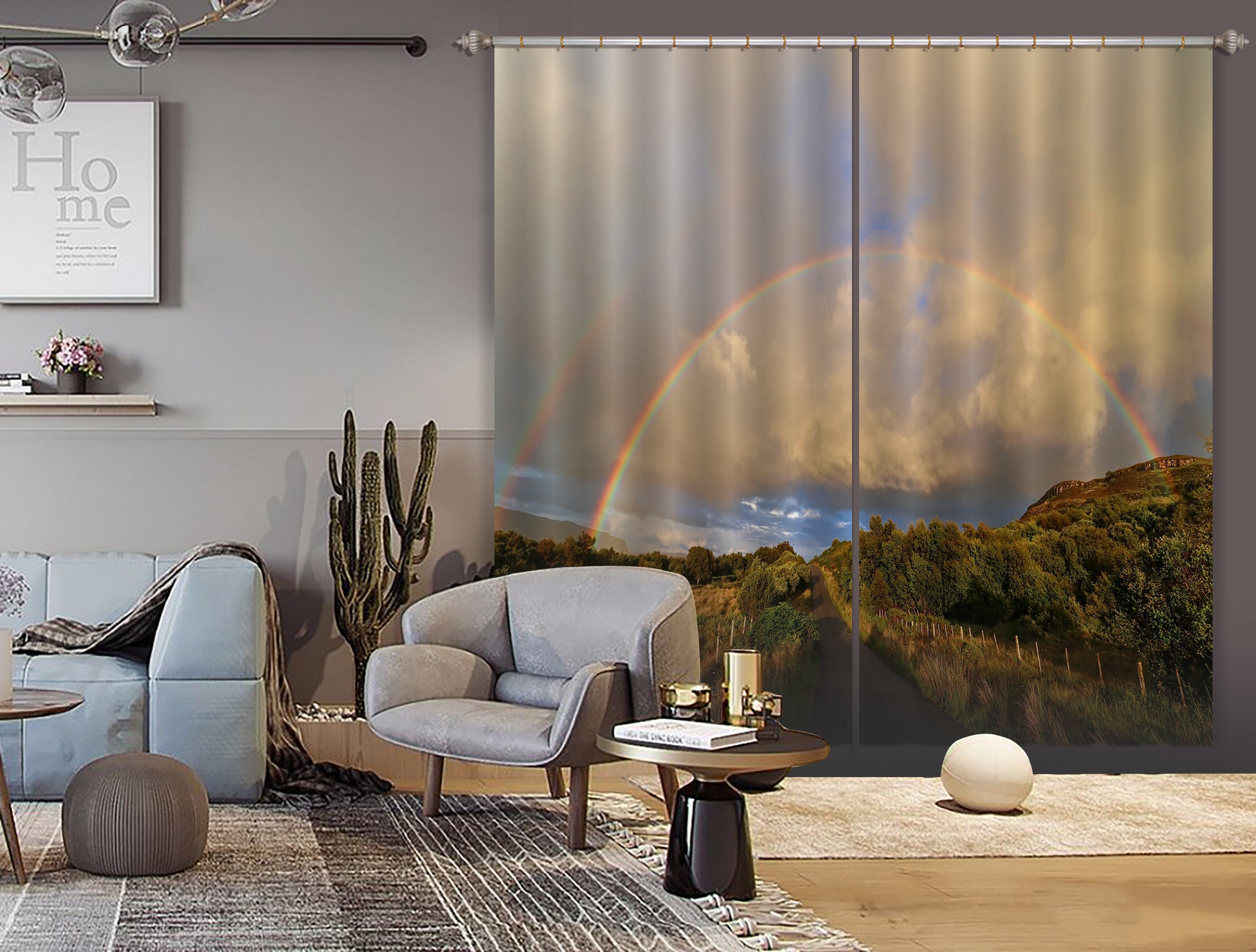 3D Scottish Rainbow 020 Jerry LoFaro Curtain Curtains Drapes