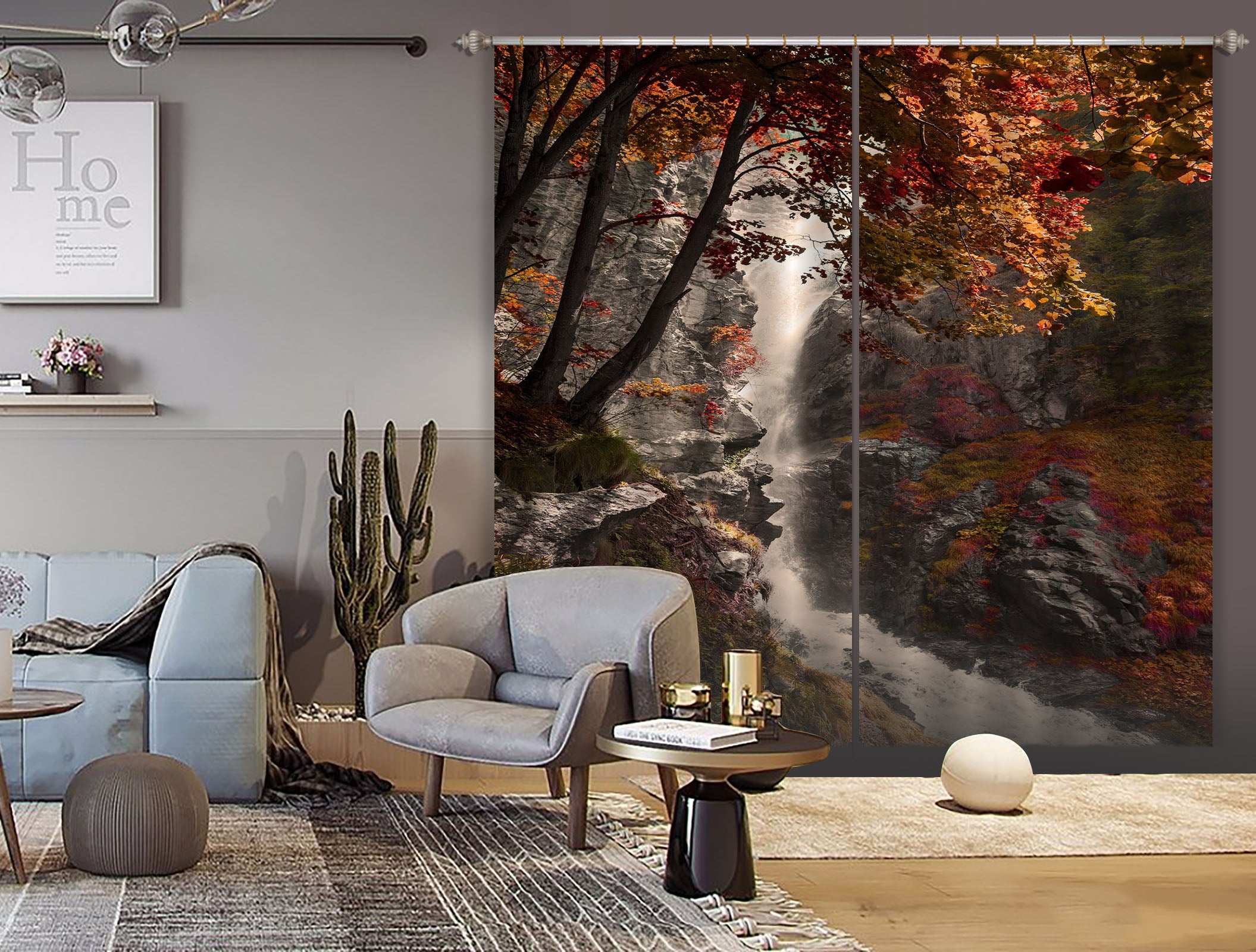 3D Forest Waterfall 140 Marco Carmassi Curtain Curtains Drapes