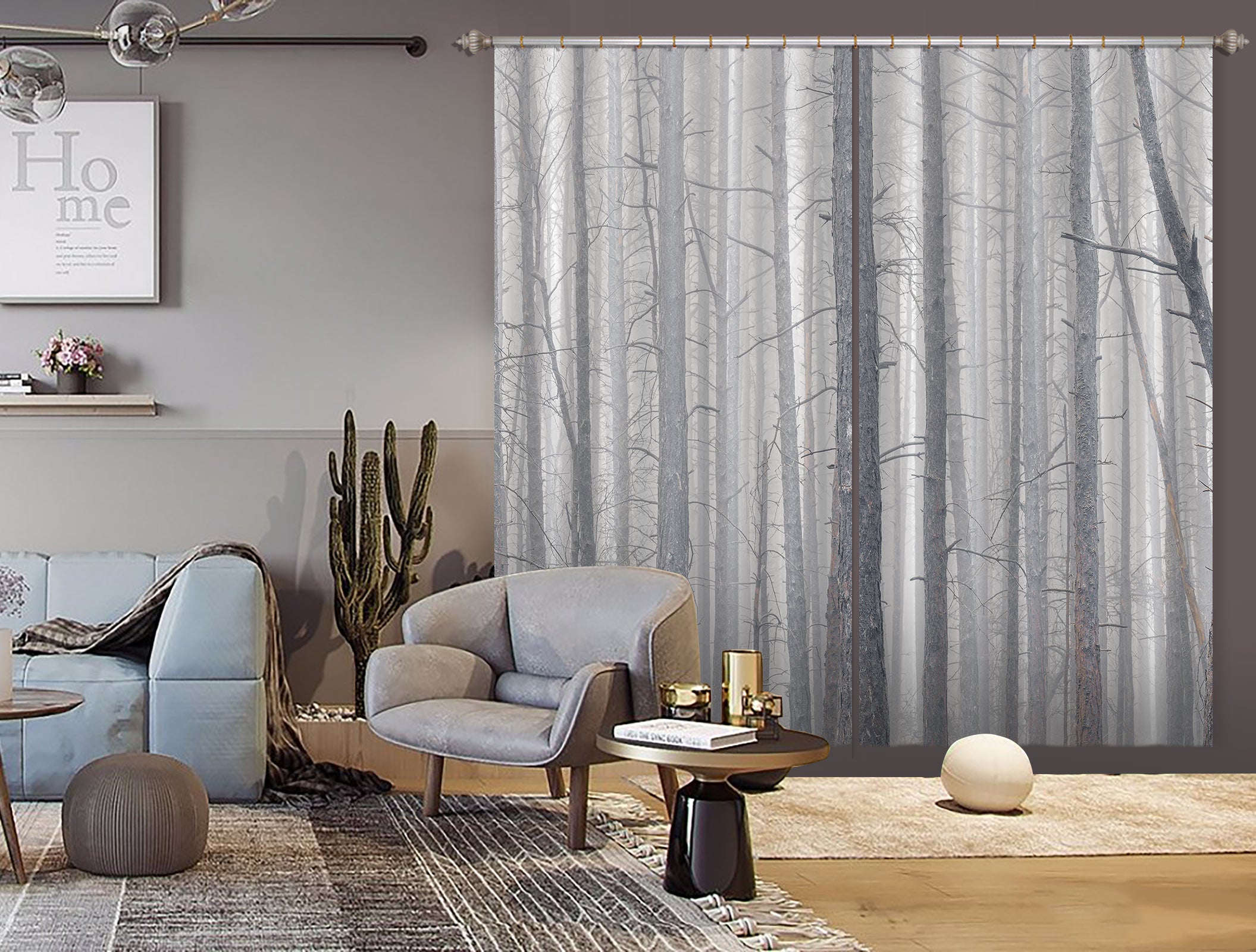 3D Trees Wood 6588 Assaf Frank Curtain Curtains Drapes