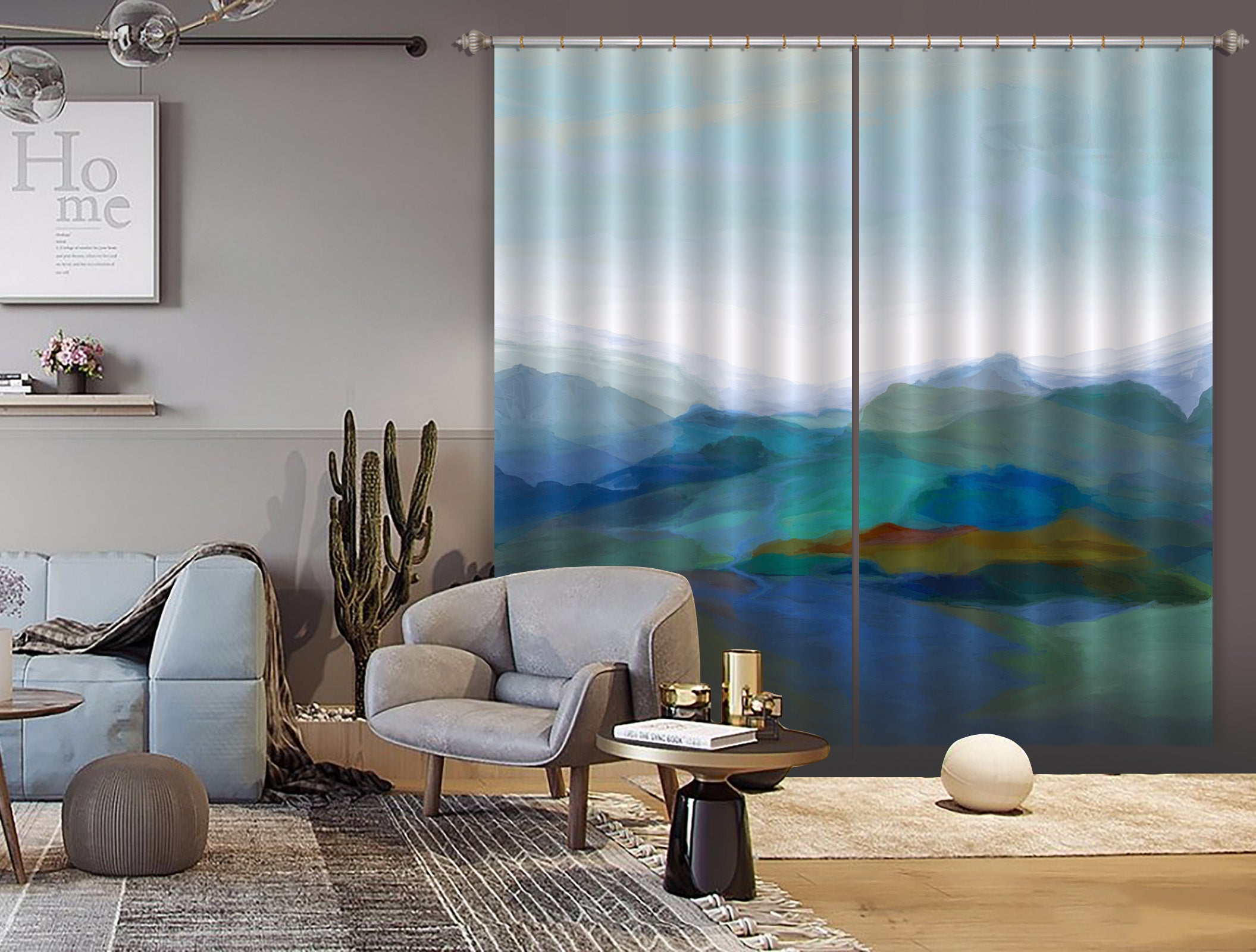 3D Dark Green Mountains 059 Michael Tienhaara Curtain Curtains Drapes