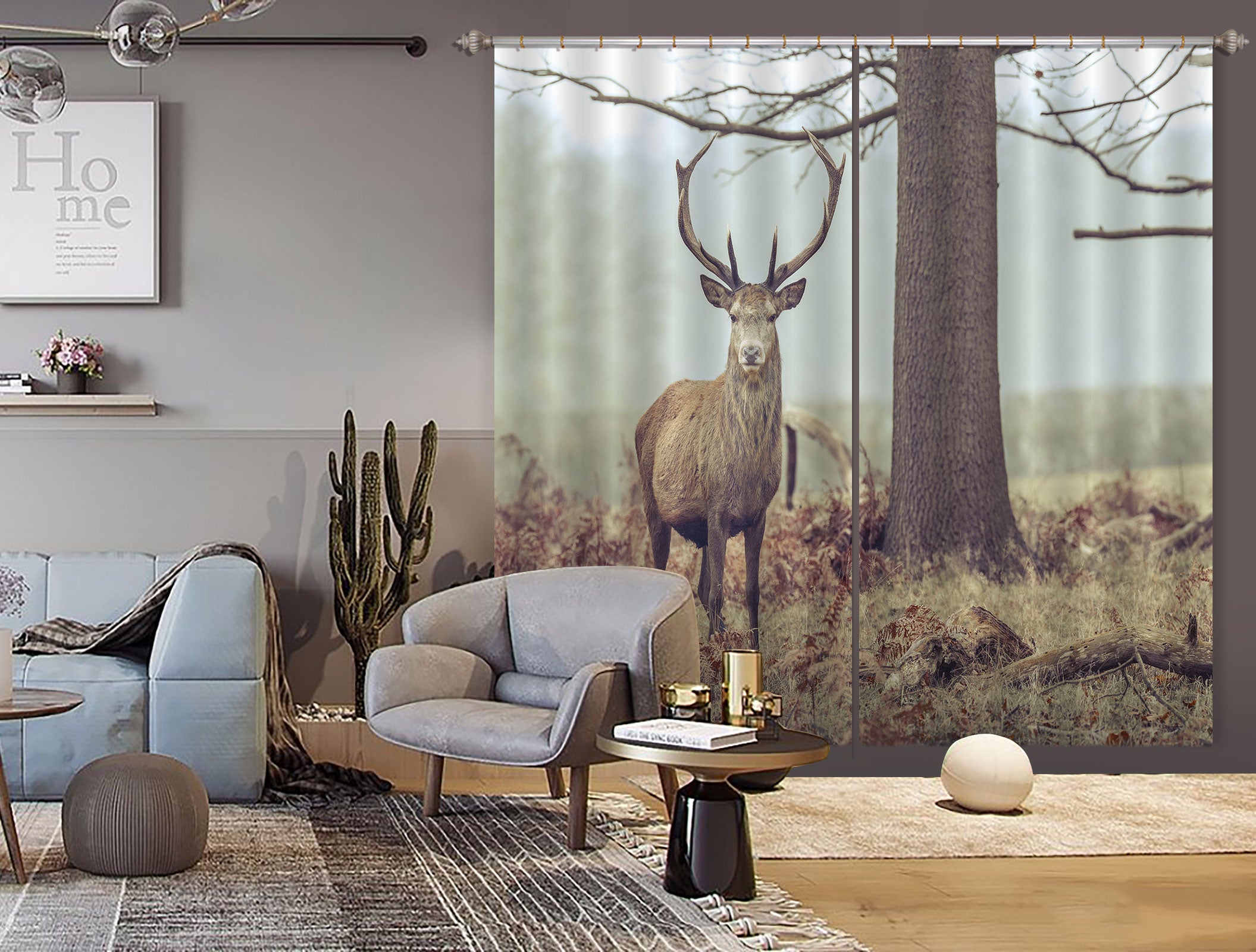3D Animal Elk 6573 Assaf Frank Curtain Curtains Drapes