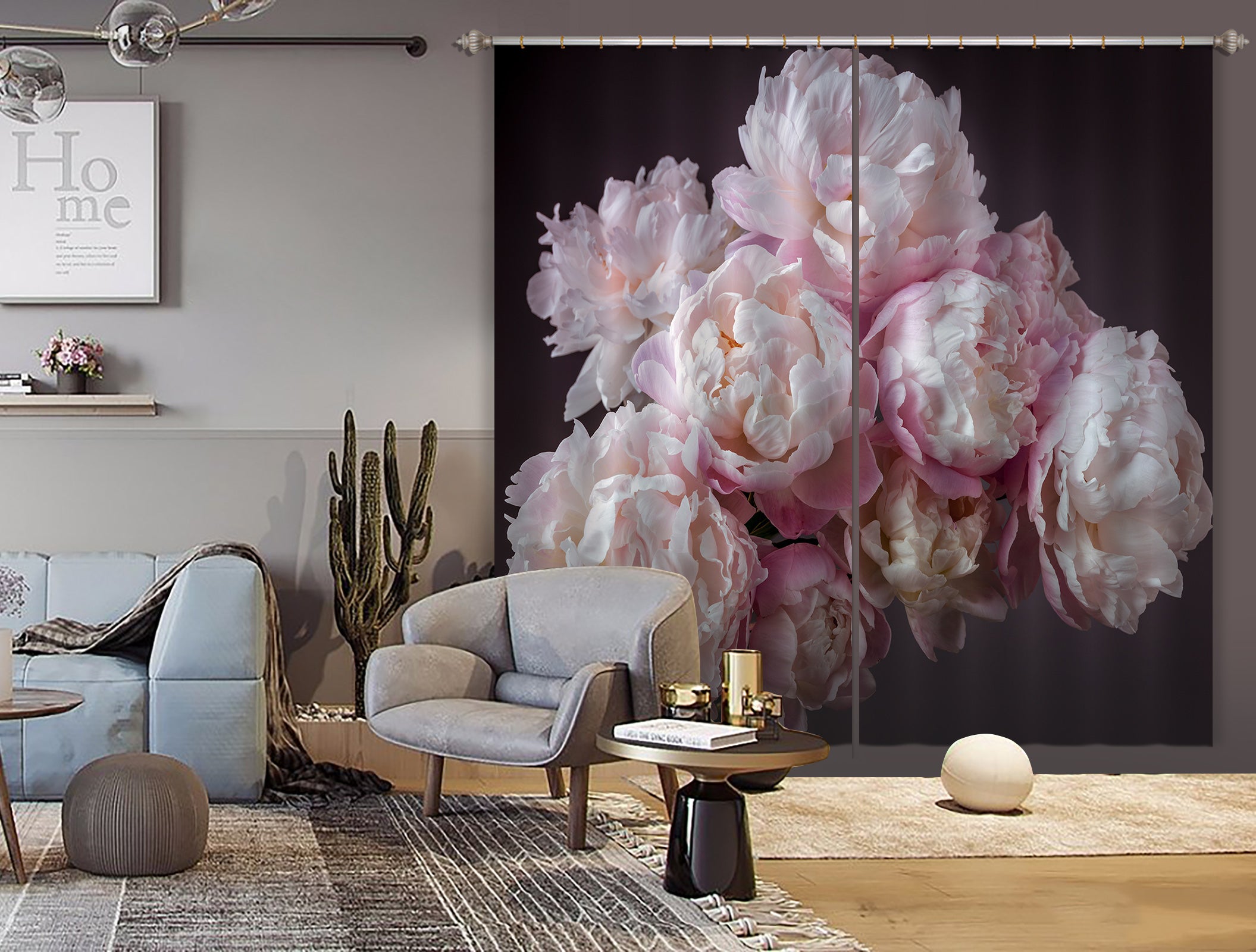 3D Pink Bouquet 6522 Assaf Frank Curtain Curtains Drapes