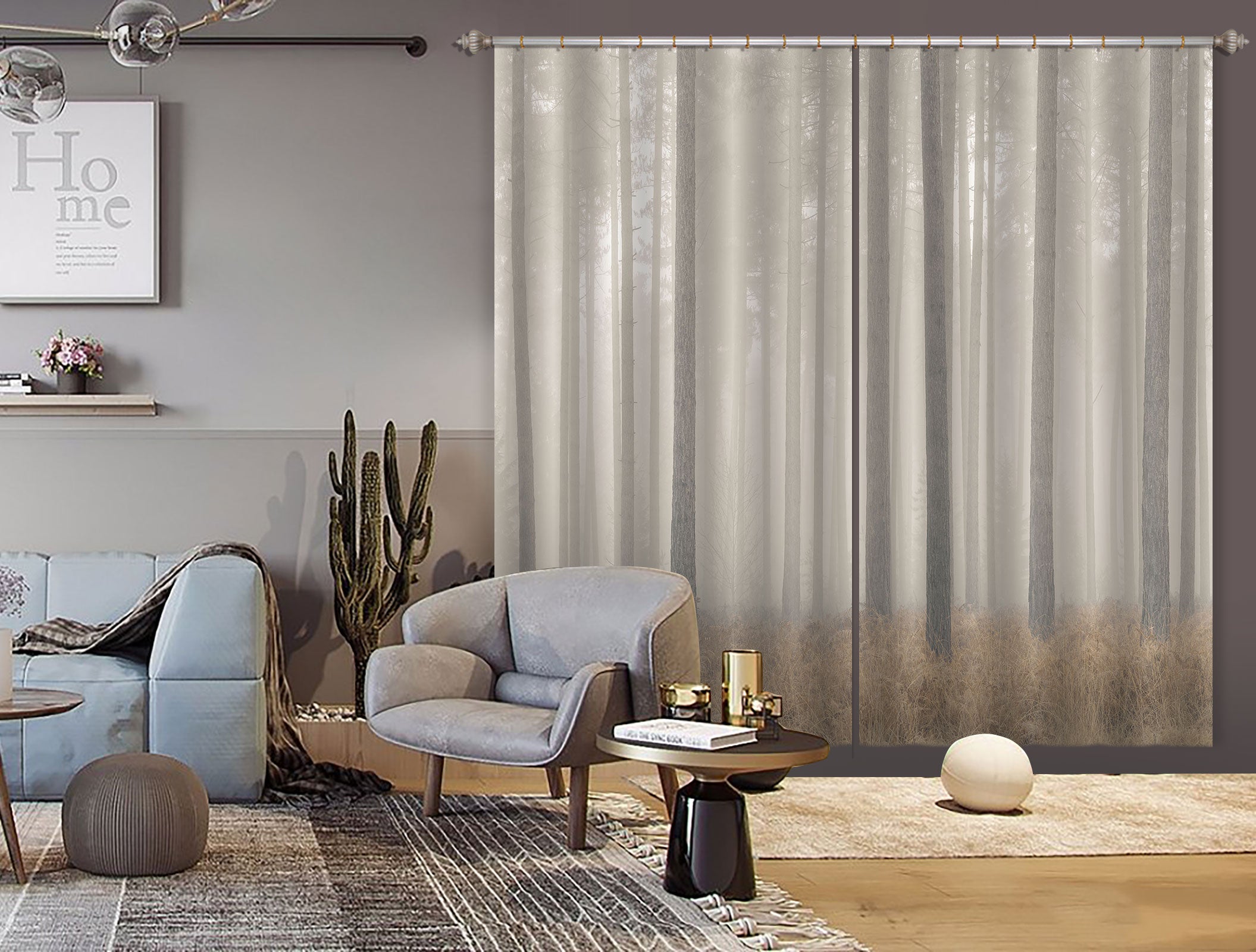 3D Forest Fog 6584 Assaf Frank Curtain Curtains Drapes