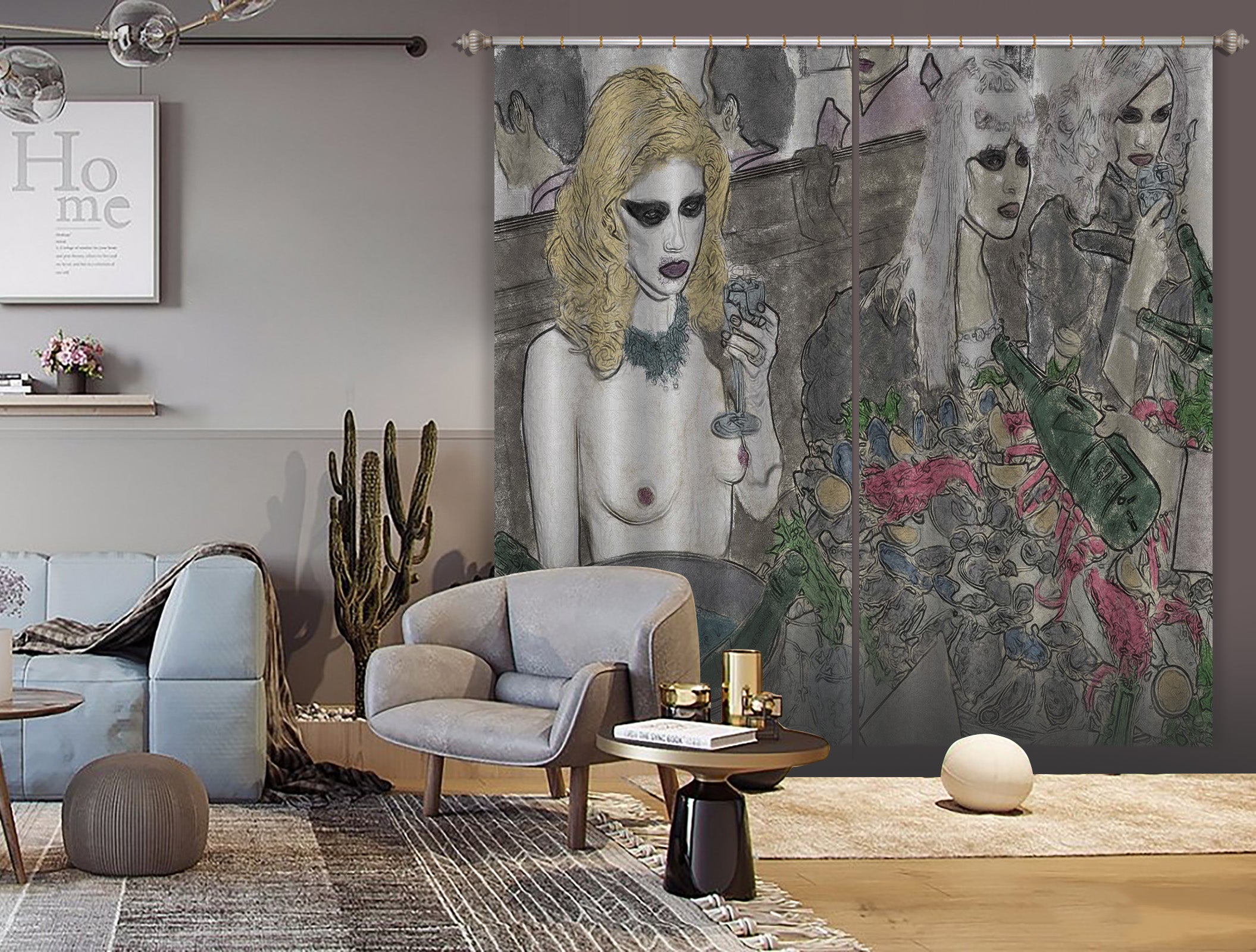 3D Garden Girl 045 Marco Cavazzana Curtain Curtains Drapes