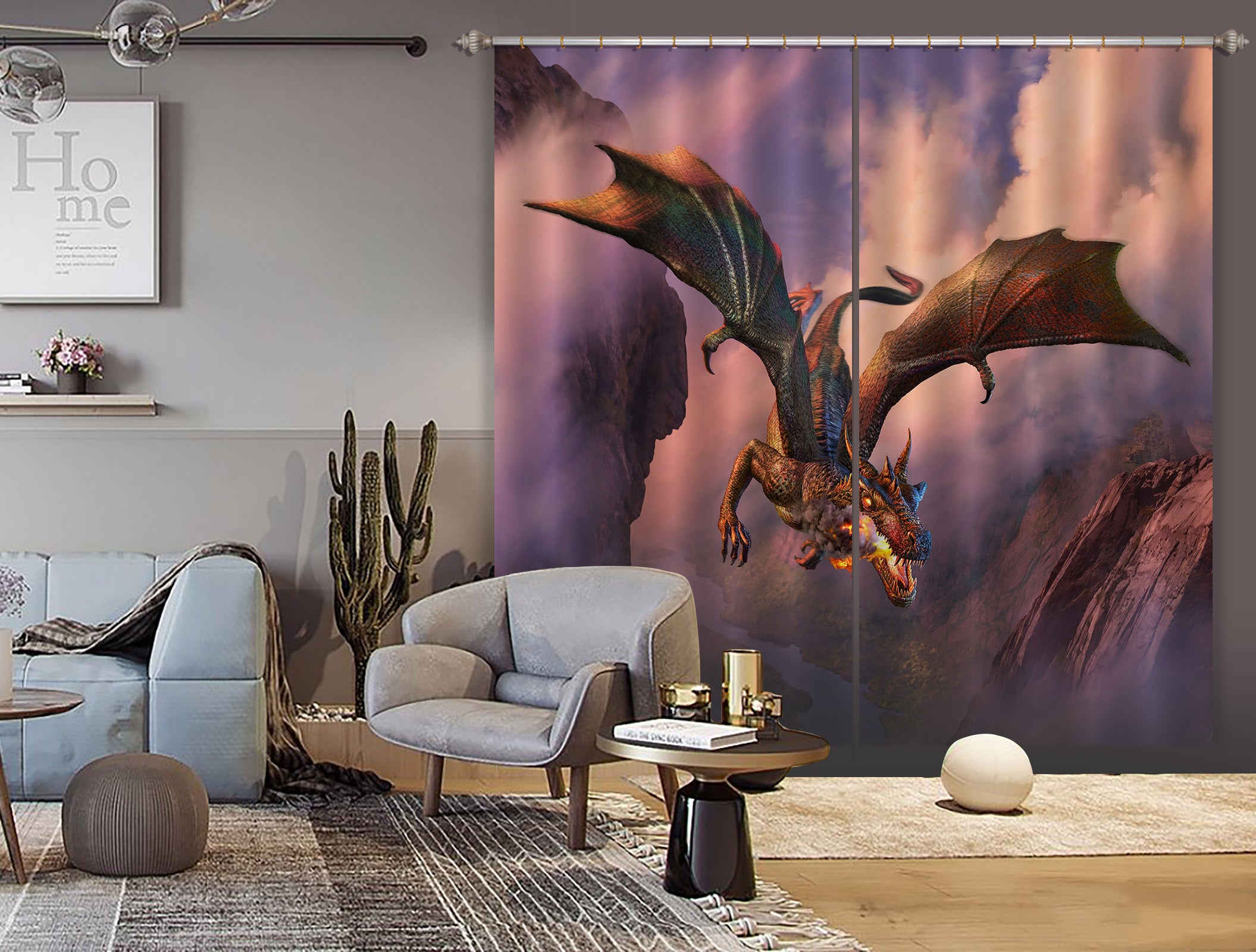 3D Fire Flight 043 Jerry LoFaro Curtain Curtains Drapes