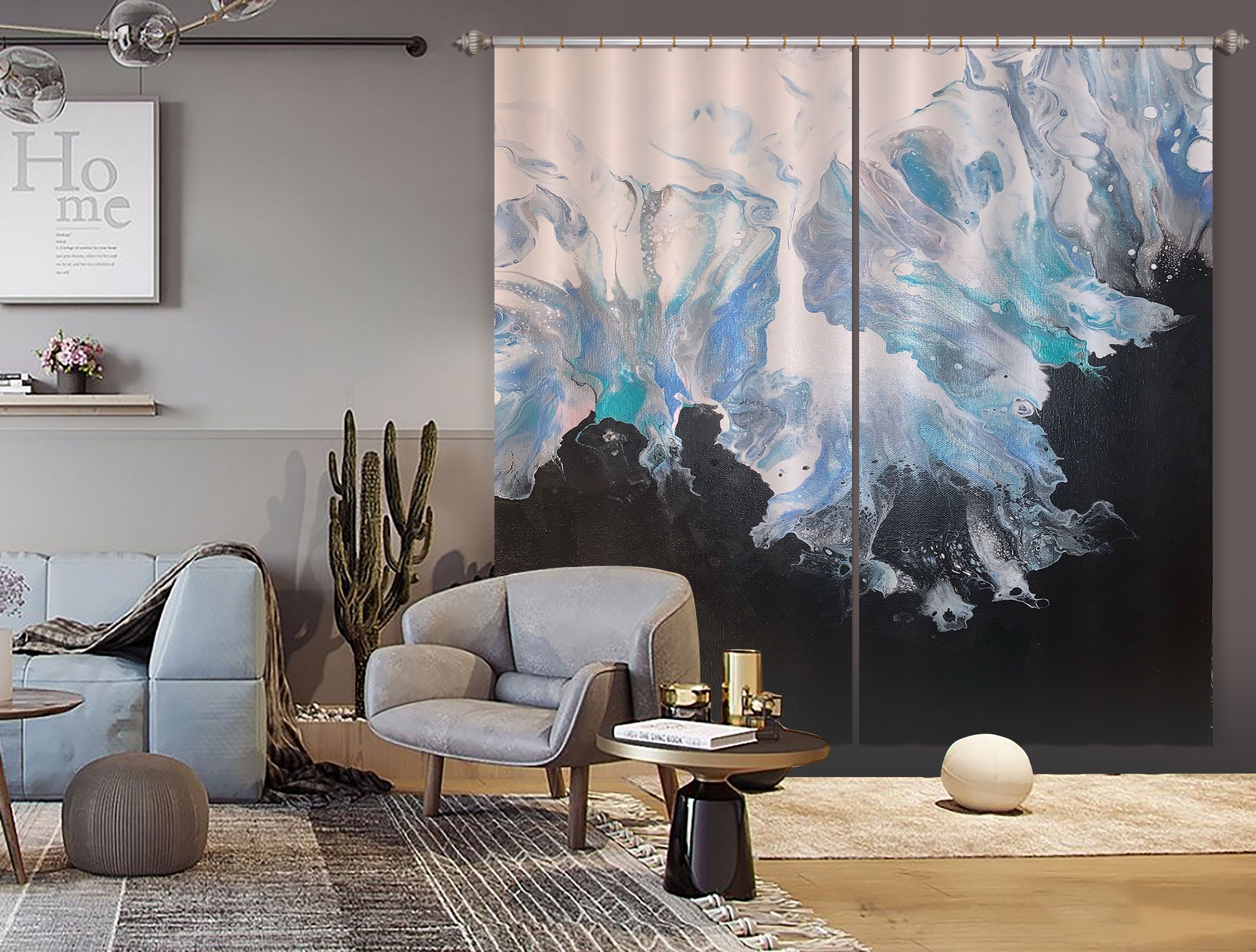 3D Black Blue Texture 8146 Valerie Latrice Curtain Curtains Drapes