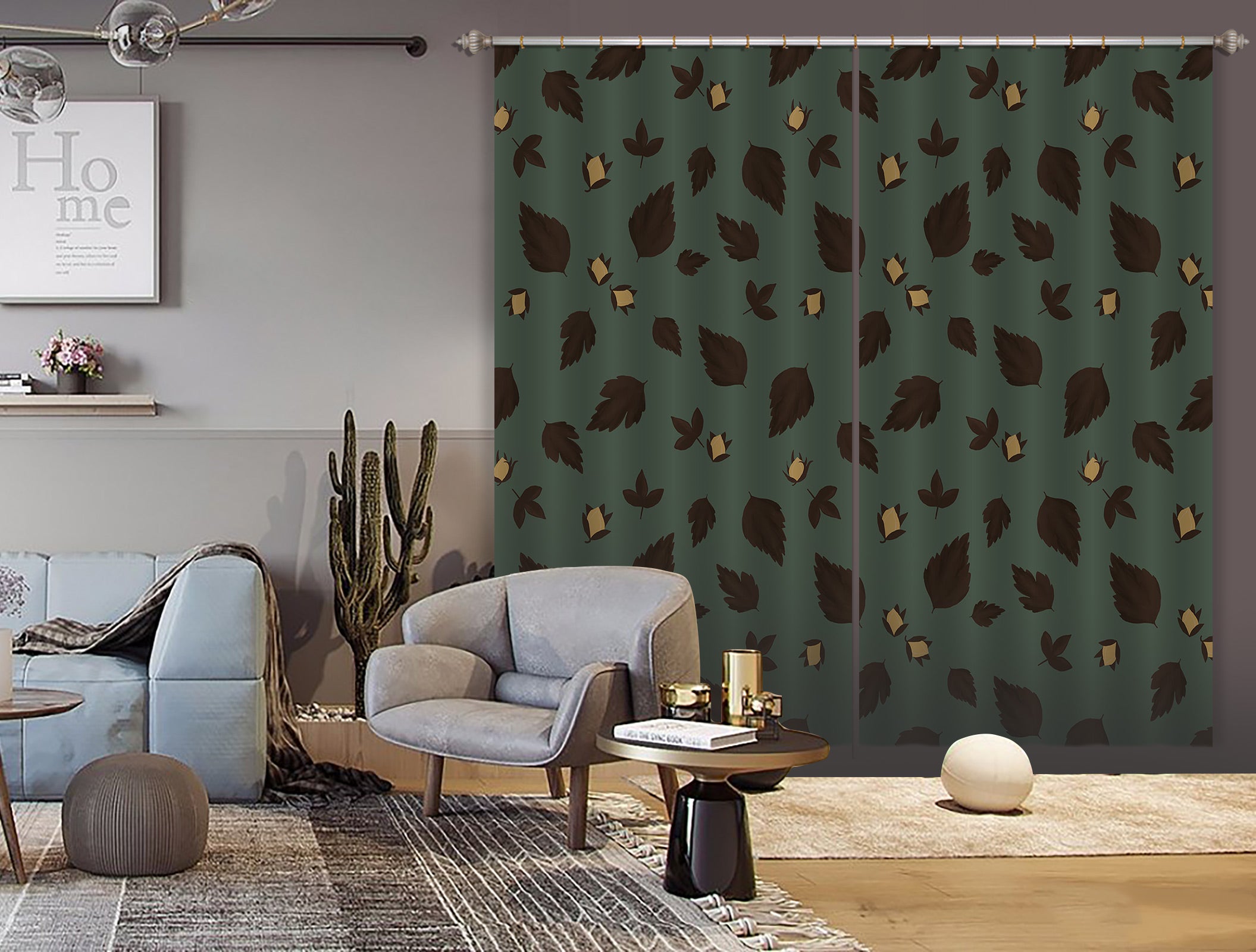 3D Leaf Pattern 98117 Kasumi Loffler Curtain Curtains Drapes