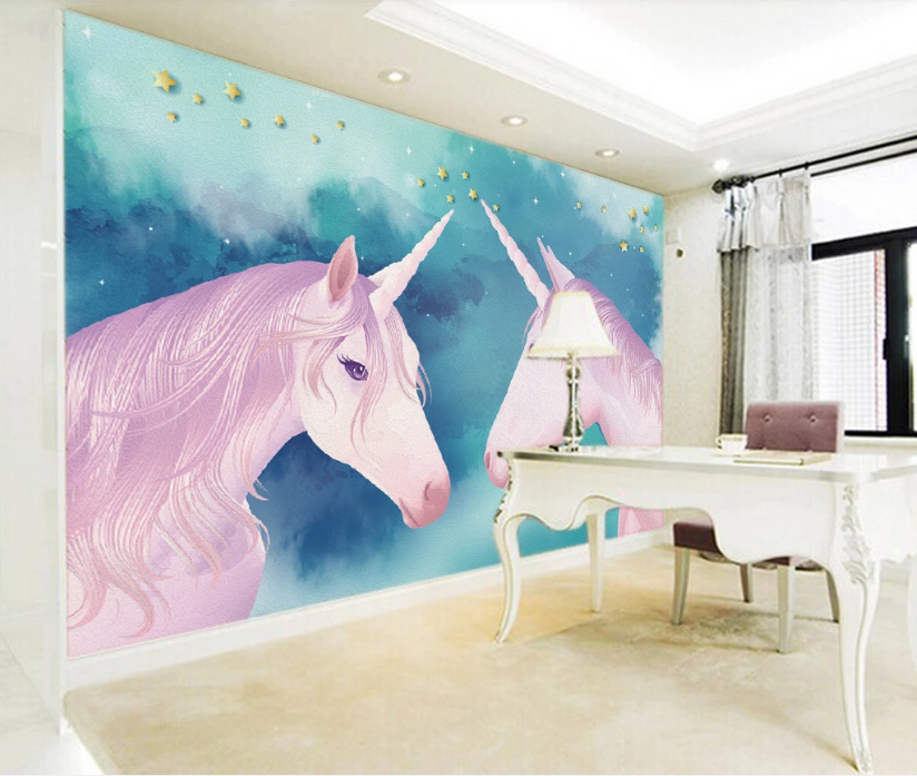 3D Pink Unicorn WC969 Wall Murals