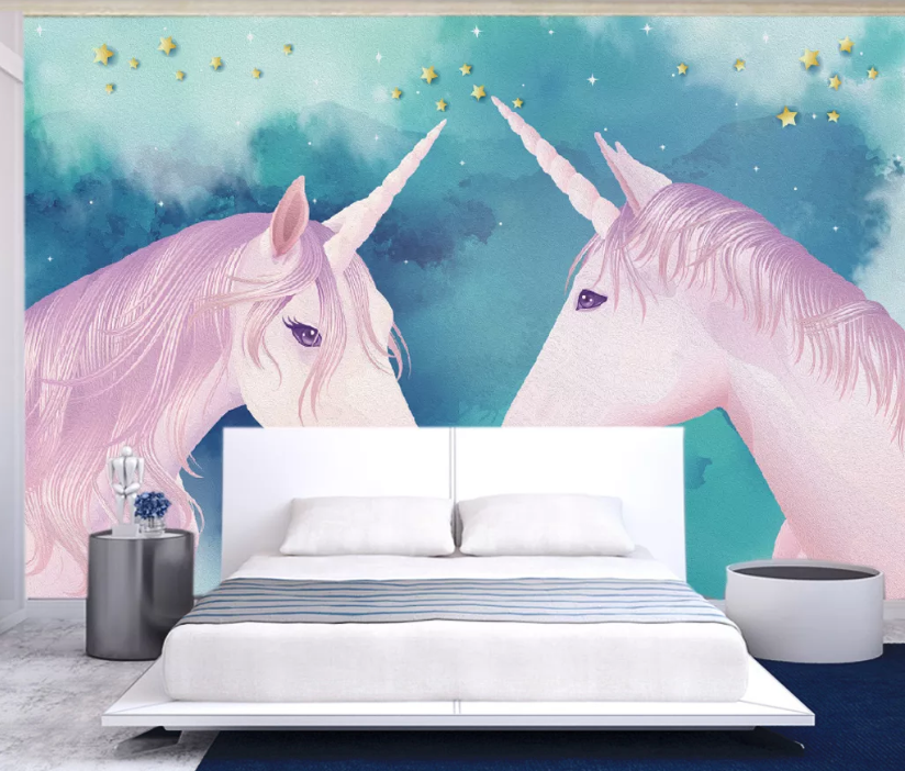 3D Pink Unicorn WC969 Wall Murals
