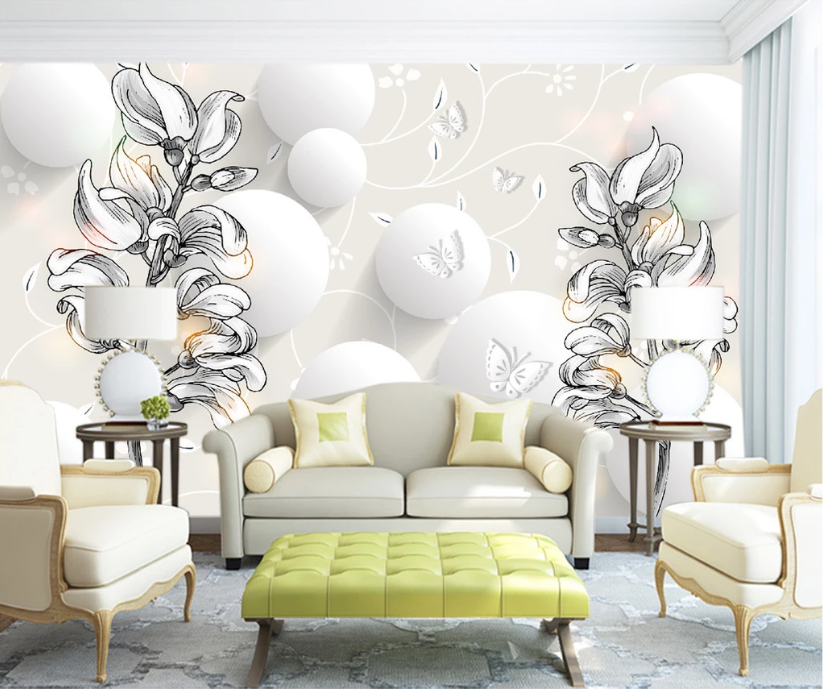 3D Sketch Flower WC360 Wall Murals