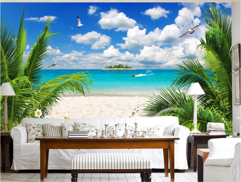 3D Seagull Island WC276 Wall Murals