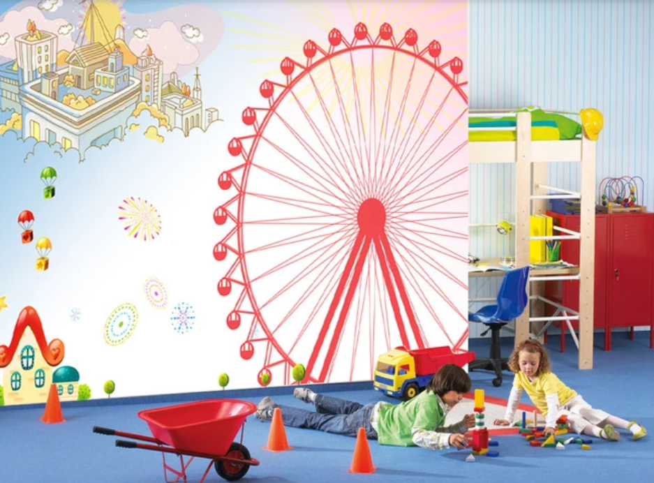3D Pink Ferris Wheel WC102 Wall Murals