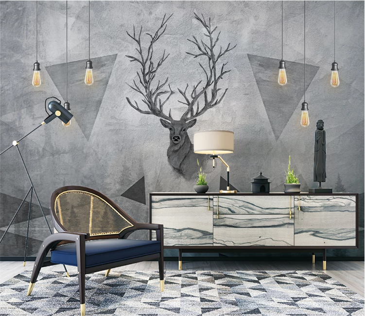 3D Grey Deer WC2388 Wall Murals