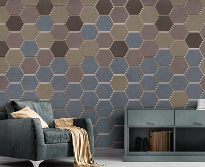 3D Four-color Hexagon Arrangement 1205 Wall Murals