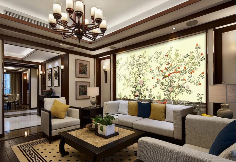 3D Bright Yellow Flowers And Birds 1159 Wall Murals