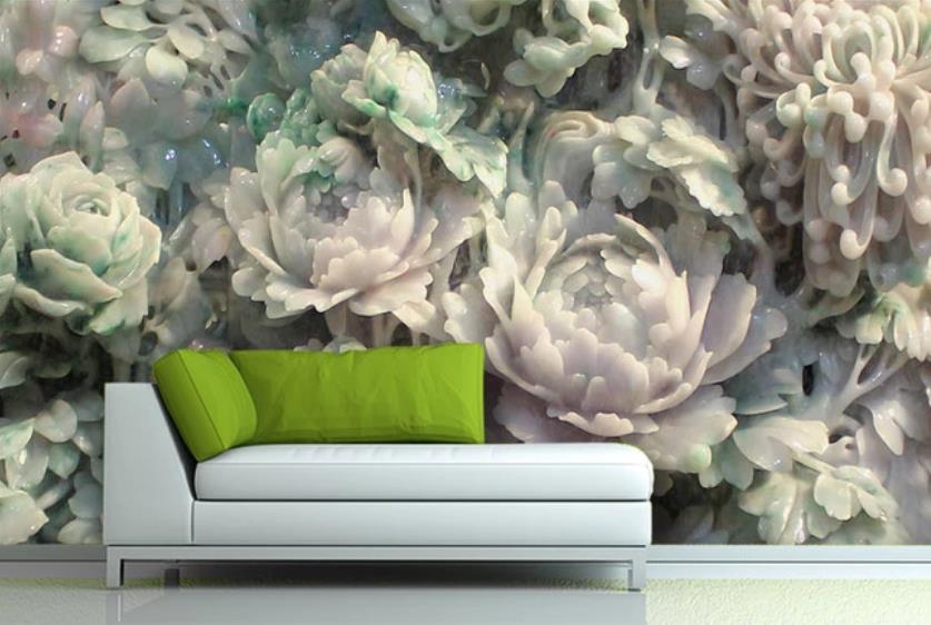 3D Two-color Cascading Flowers 1068 Wall Murals