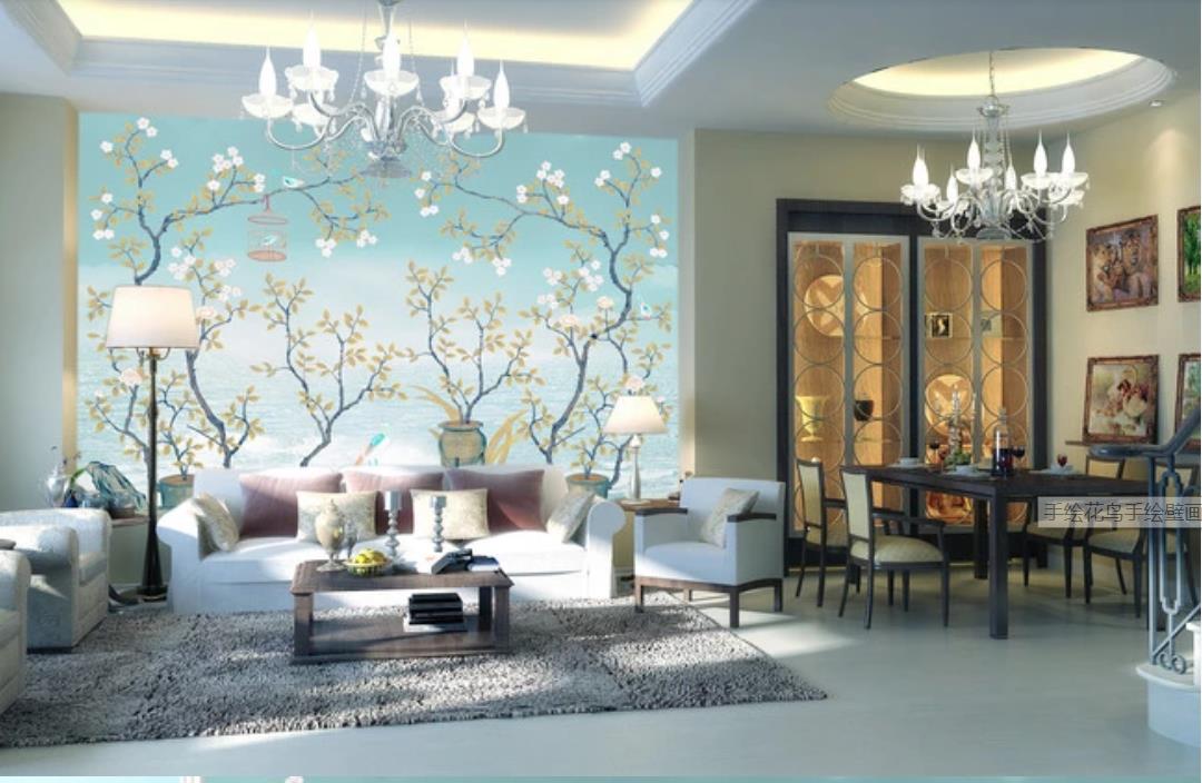 3D Light Blue Trees 1063 Wall Murals