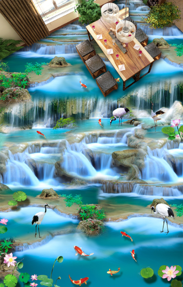 3D Flowing River Floor Mural Wallpaper AJ Wallpaper 2