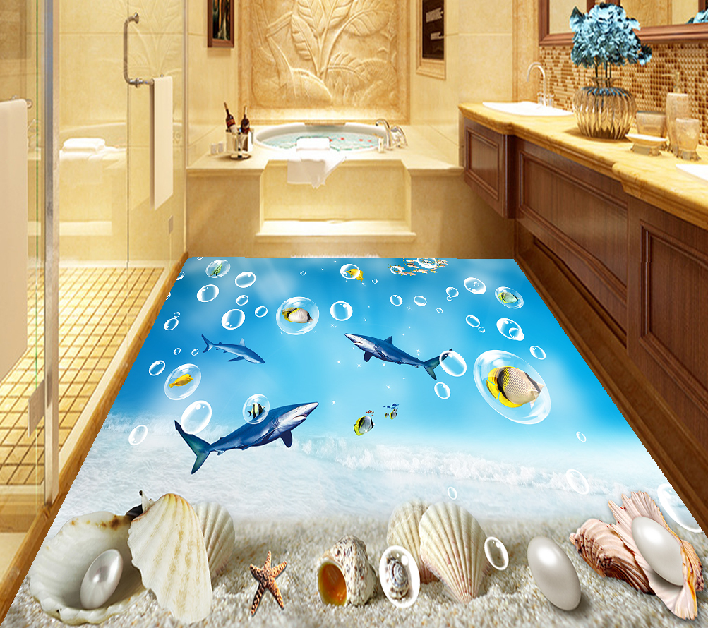 3D Bubble Fish 608 Floor Mural Wallpaper Murals Rug & Mat Print Epoxy waterproof bath floor