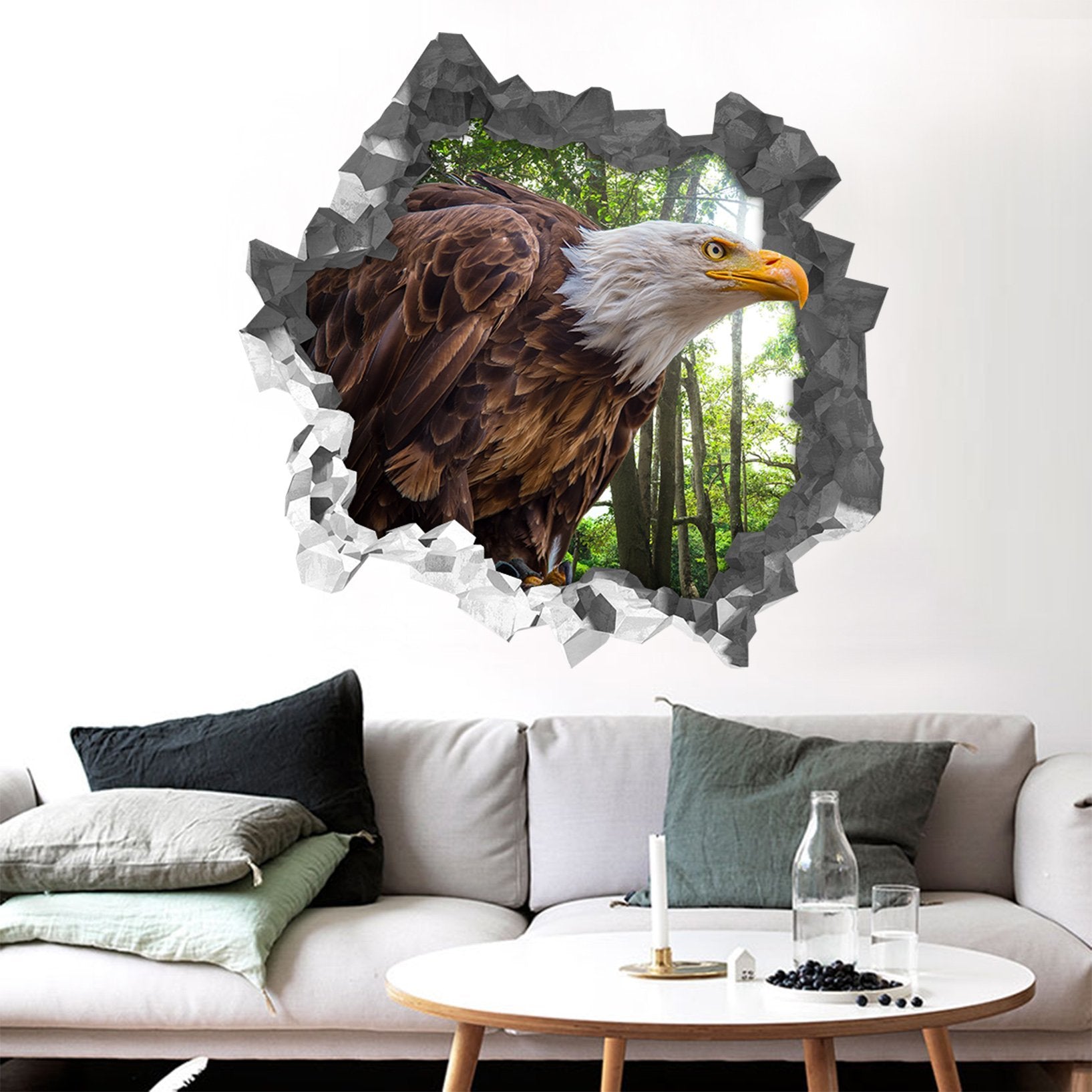 3D Forest Eagle 80 Broken Wall Murals Wallpaper AJ Wallpaper