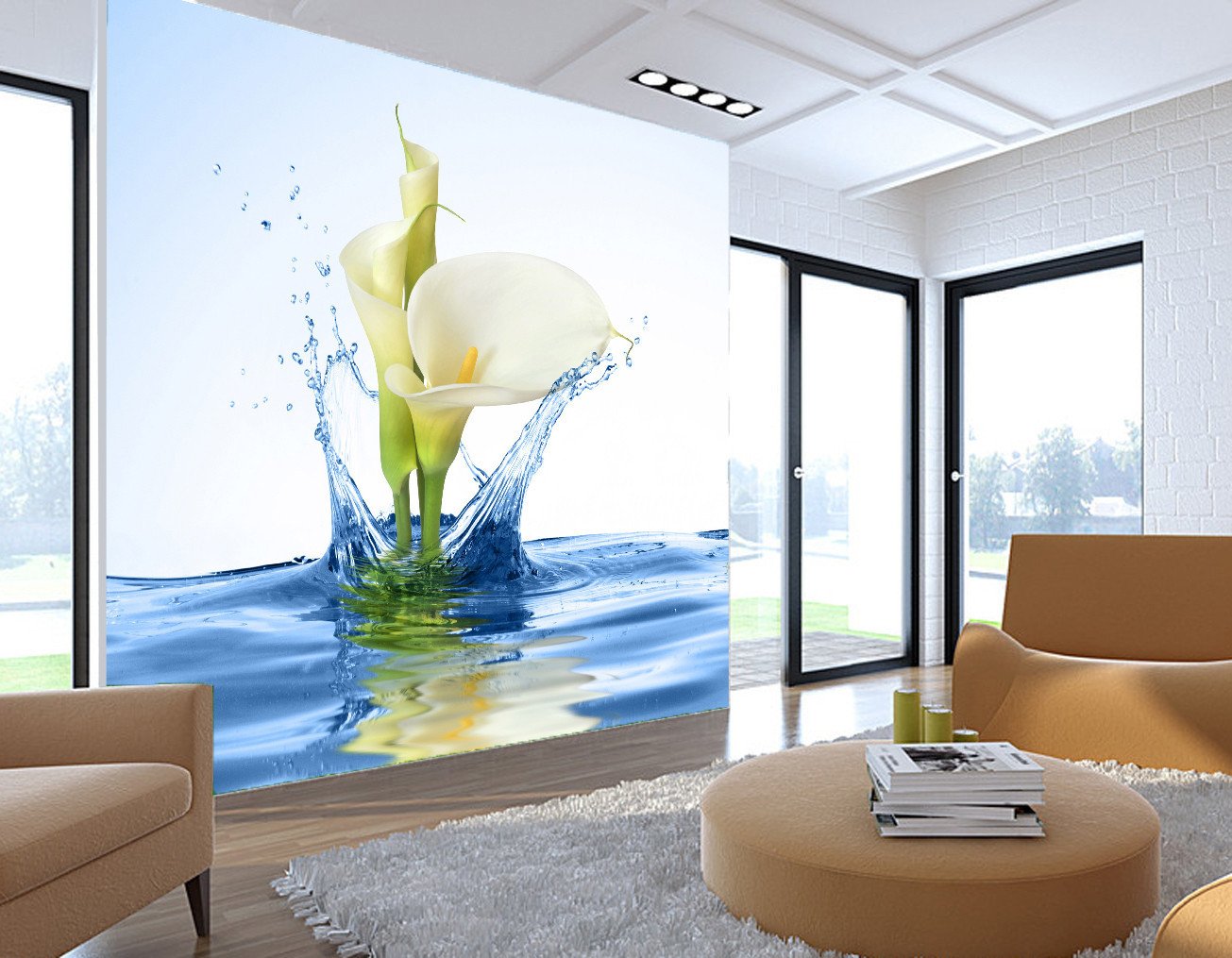 3D White Lily Blossoming On Water 6 Wallpaper AJ Wallpaper