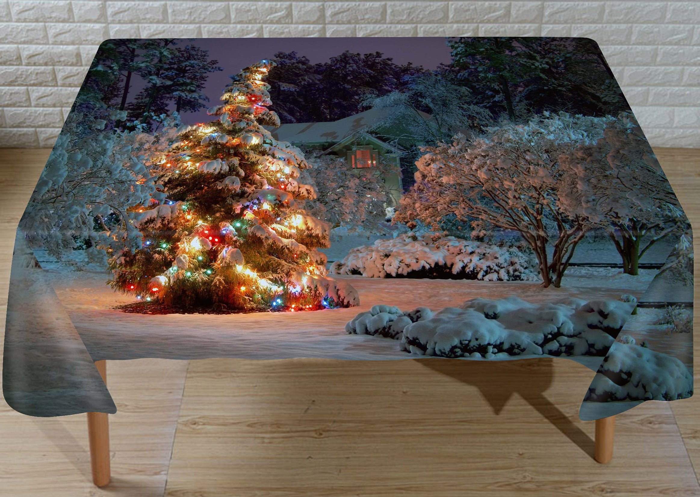 3D Snow Field Christmas Tree 823 Tablecloths Wallpaper AJ Wallpaper