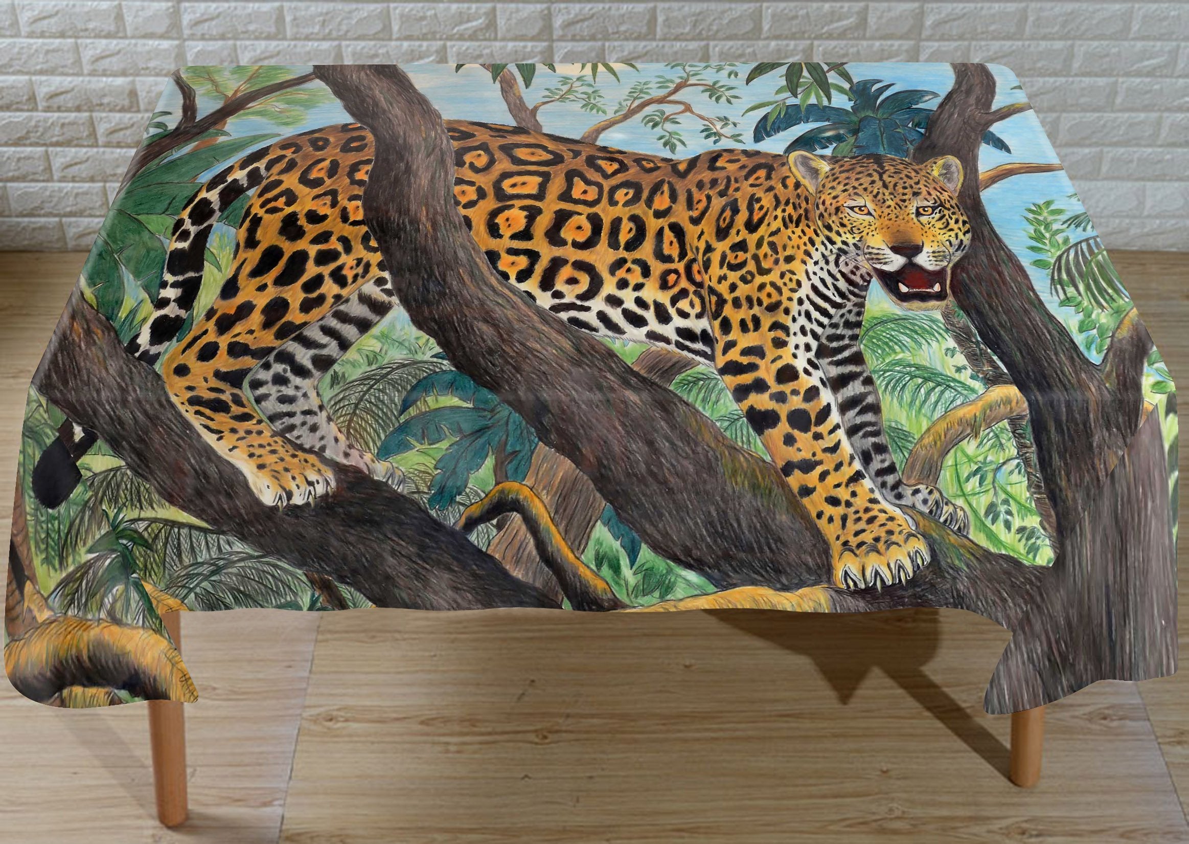 3D Tree Leopard 806 Tablecloths Wallpaper AJ Wallpaper
