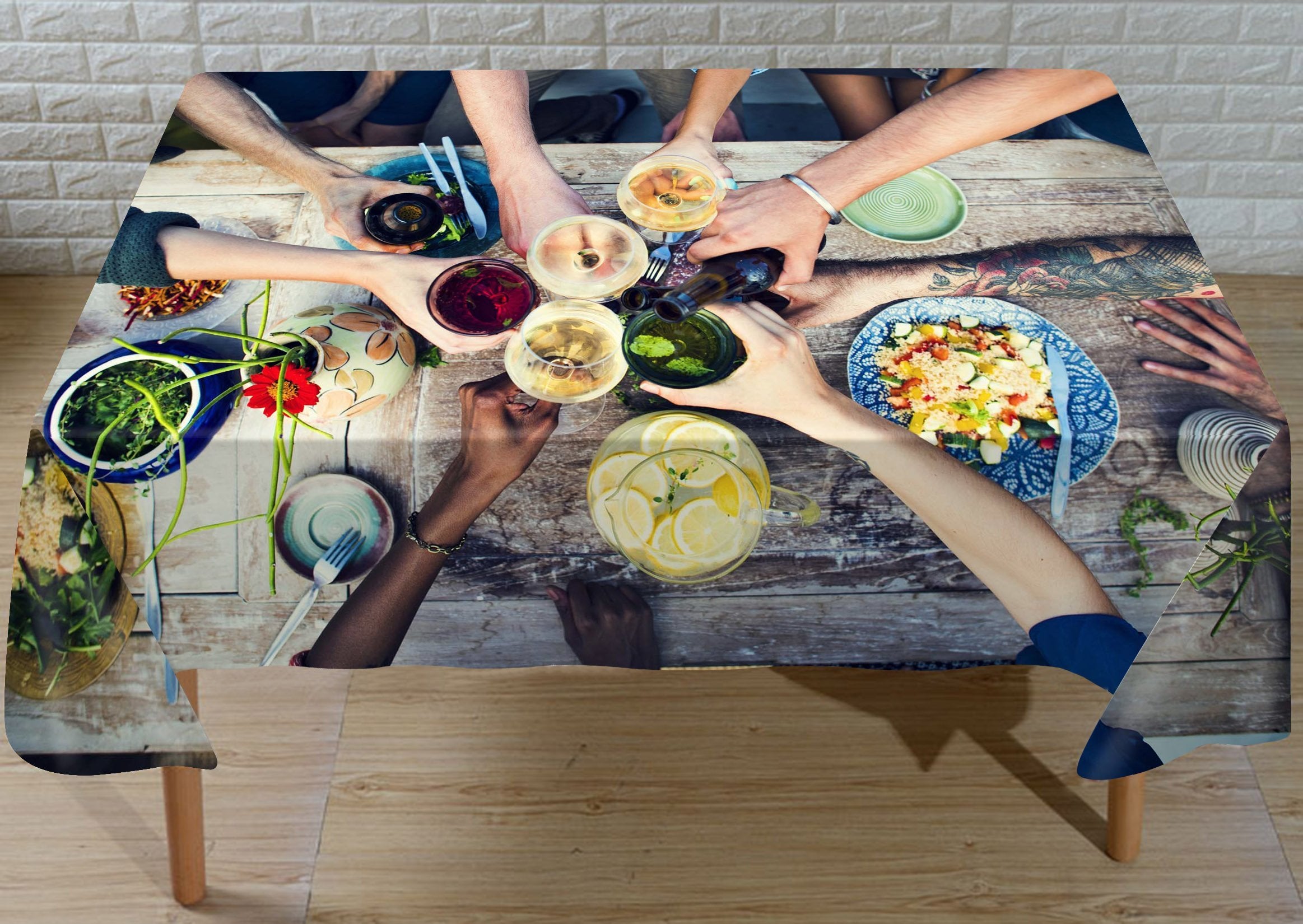 3D Dinner Toast 709 Tablecloths Wallpaper AJ Wallpaper