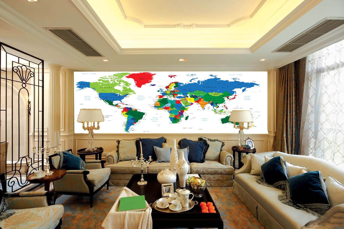 Colored World Map Wallpaper AJ Wallpaper