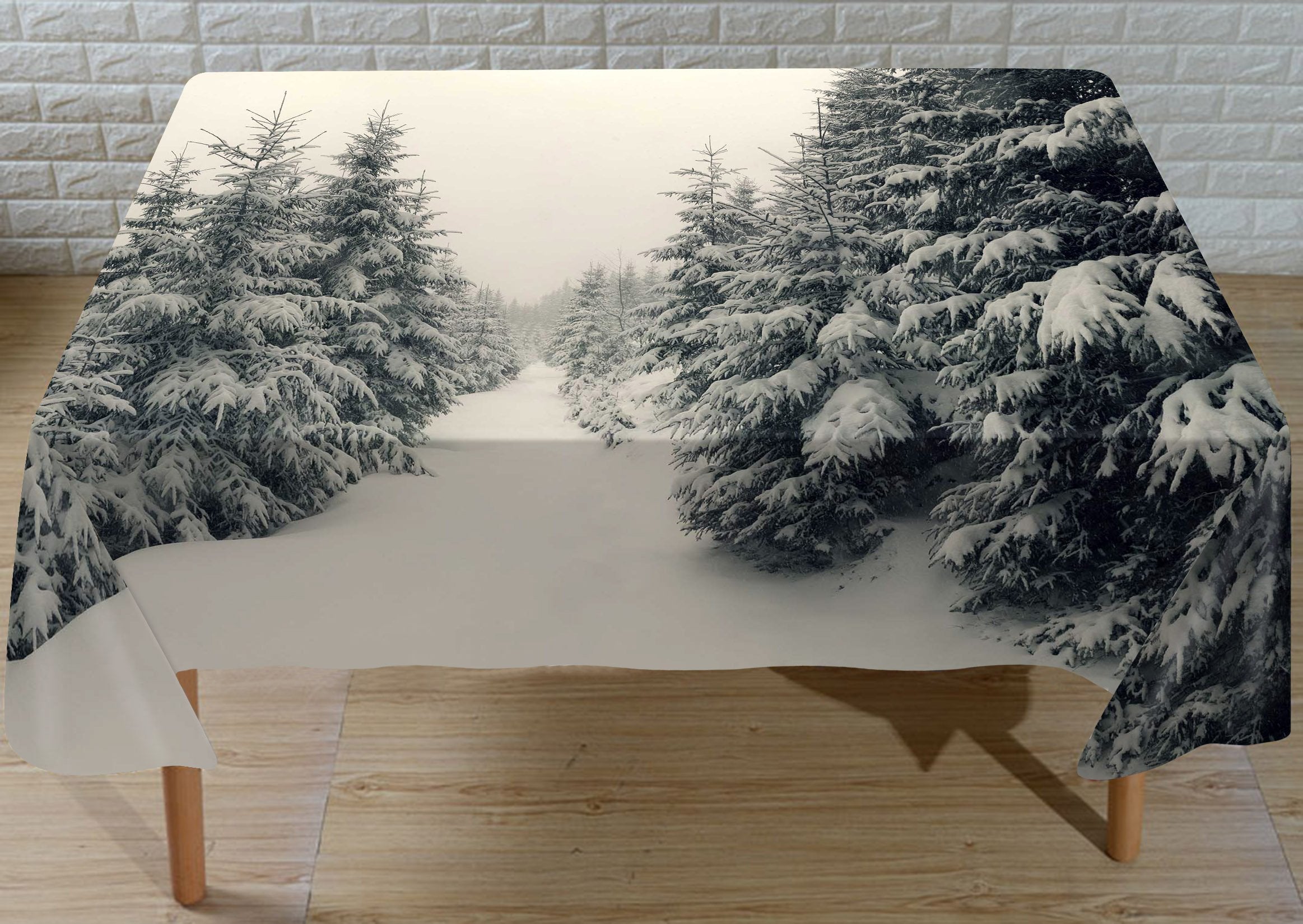 3D Snow Covered Forest 600 Tablecloths Wallpaper AJ Wallpaper