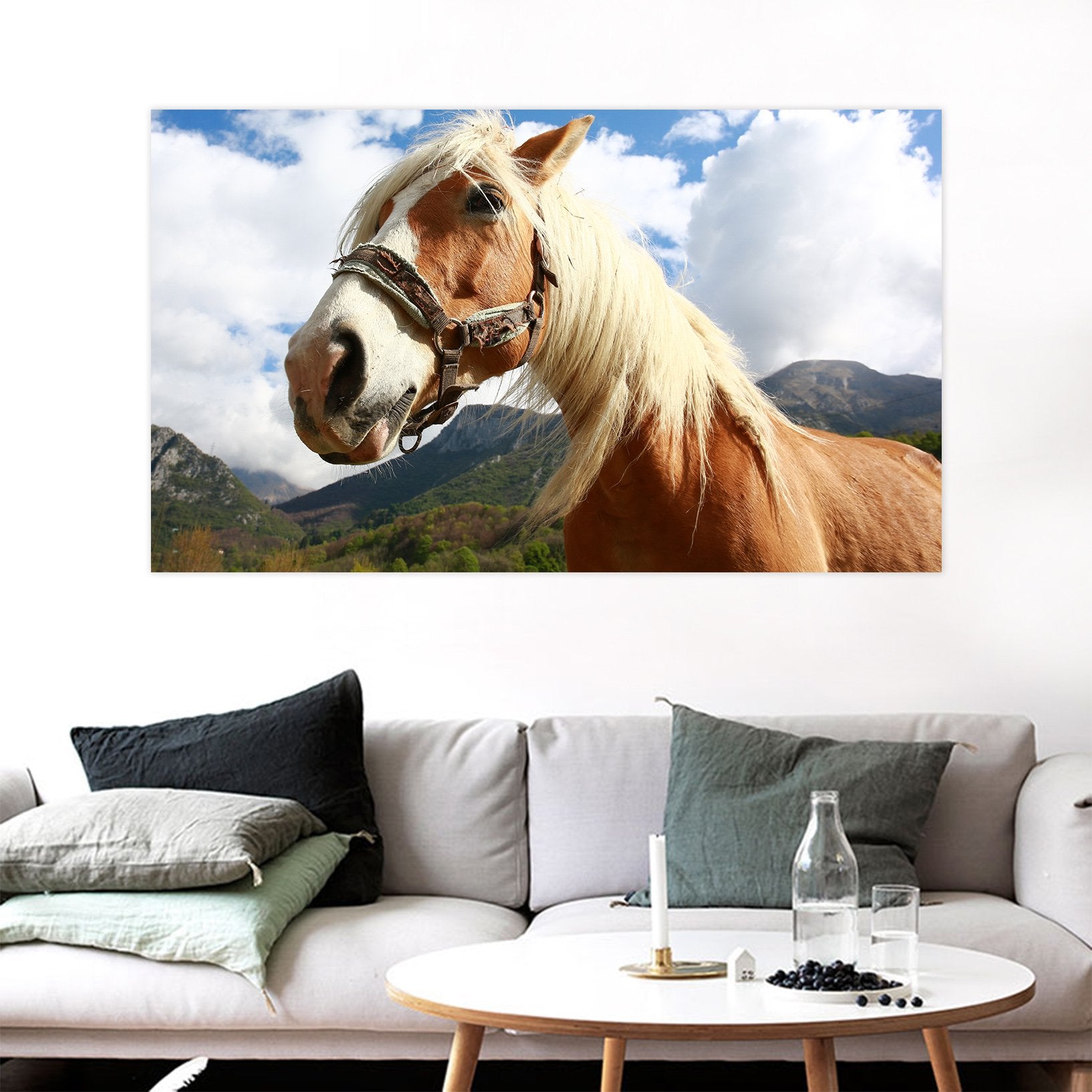 3D White Cloud Horse Head 81 Animal Wall Stickers Wallpaper AJ Wallpaper 2