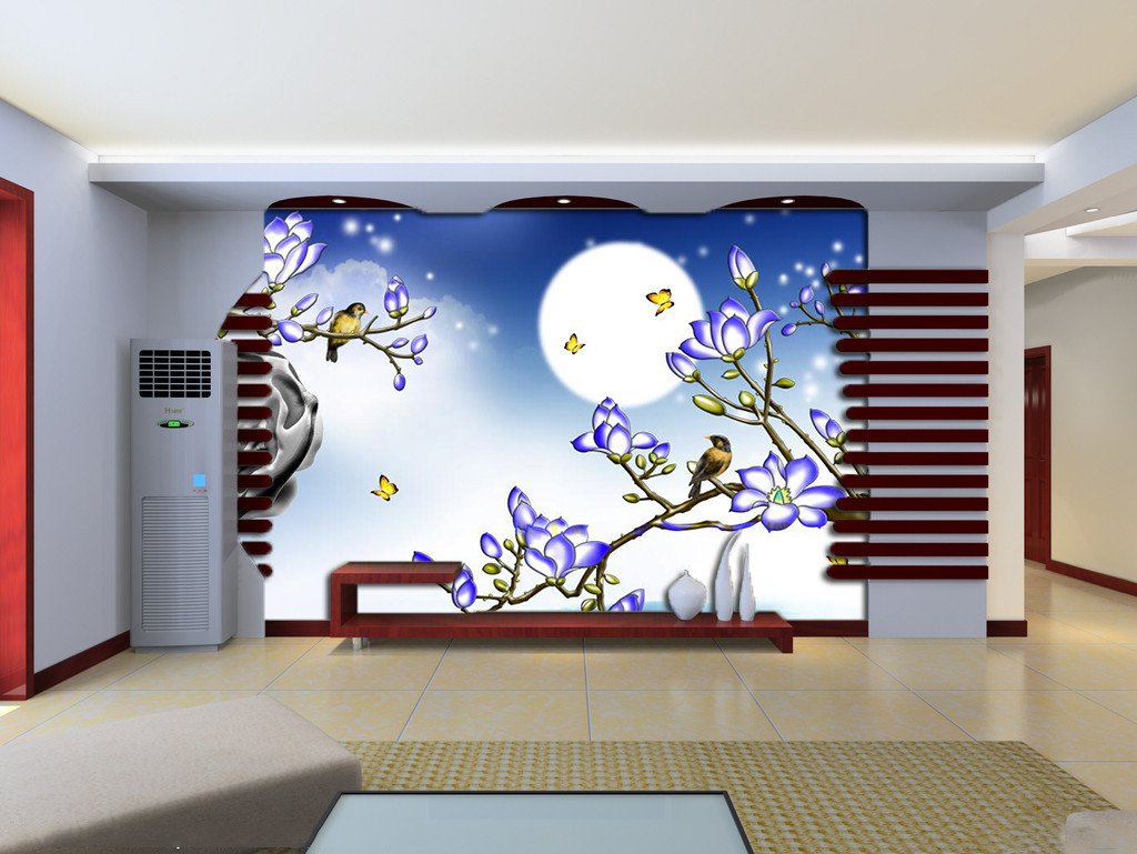 Night Sky With Bright Moon And Flower Wallpaper AJ Wallpaper 1